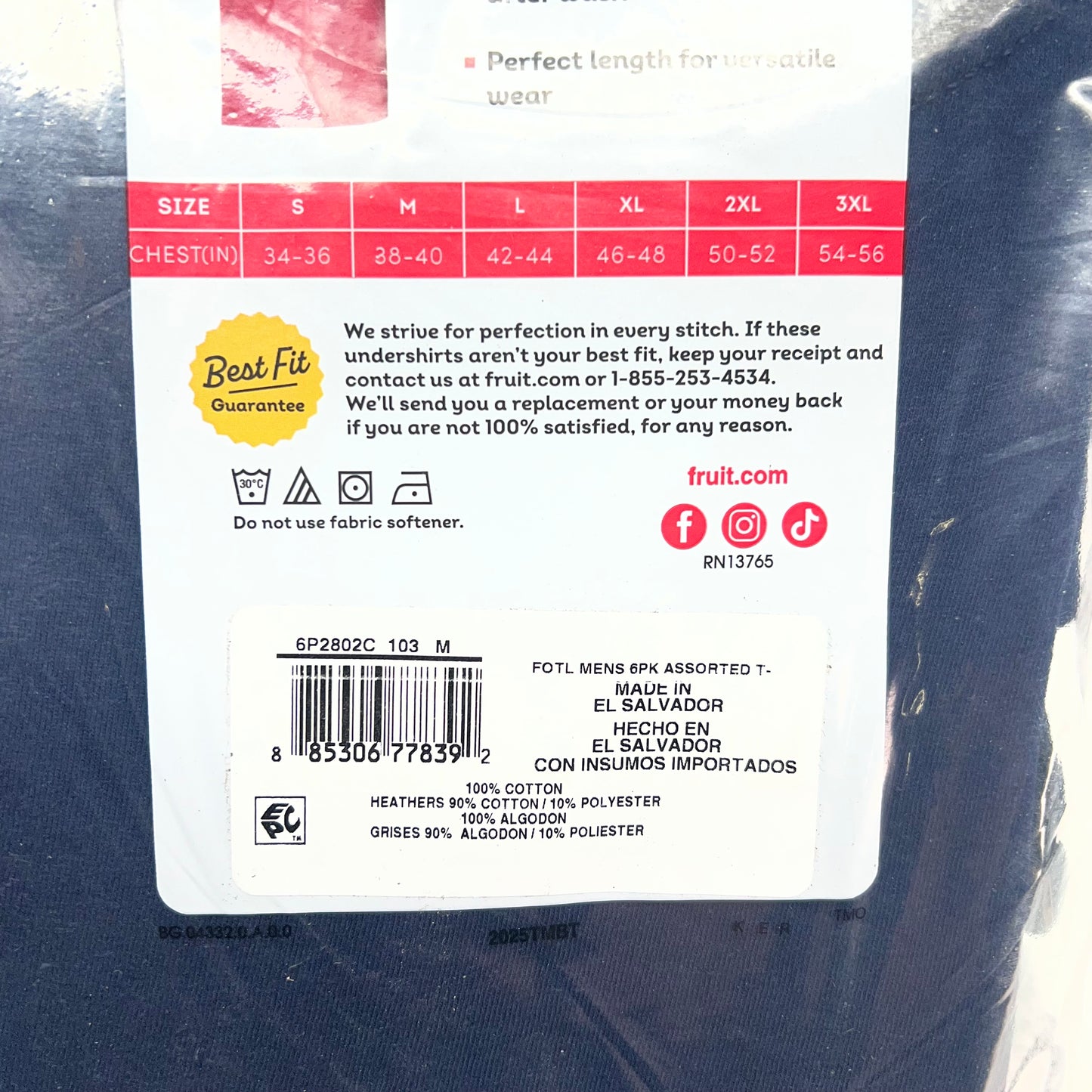 ZA@ FRUIT OF THE LOOM (6 PACK) Crew Neck T-shirts  Men's Sz M Assorted Colors