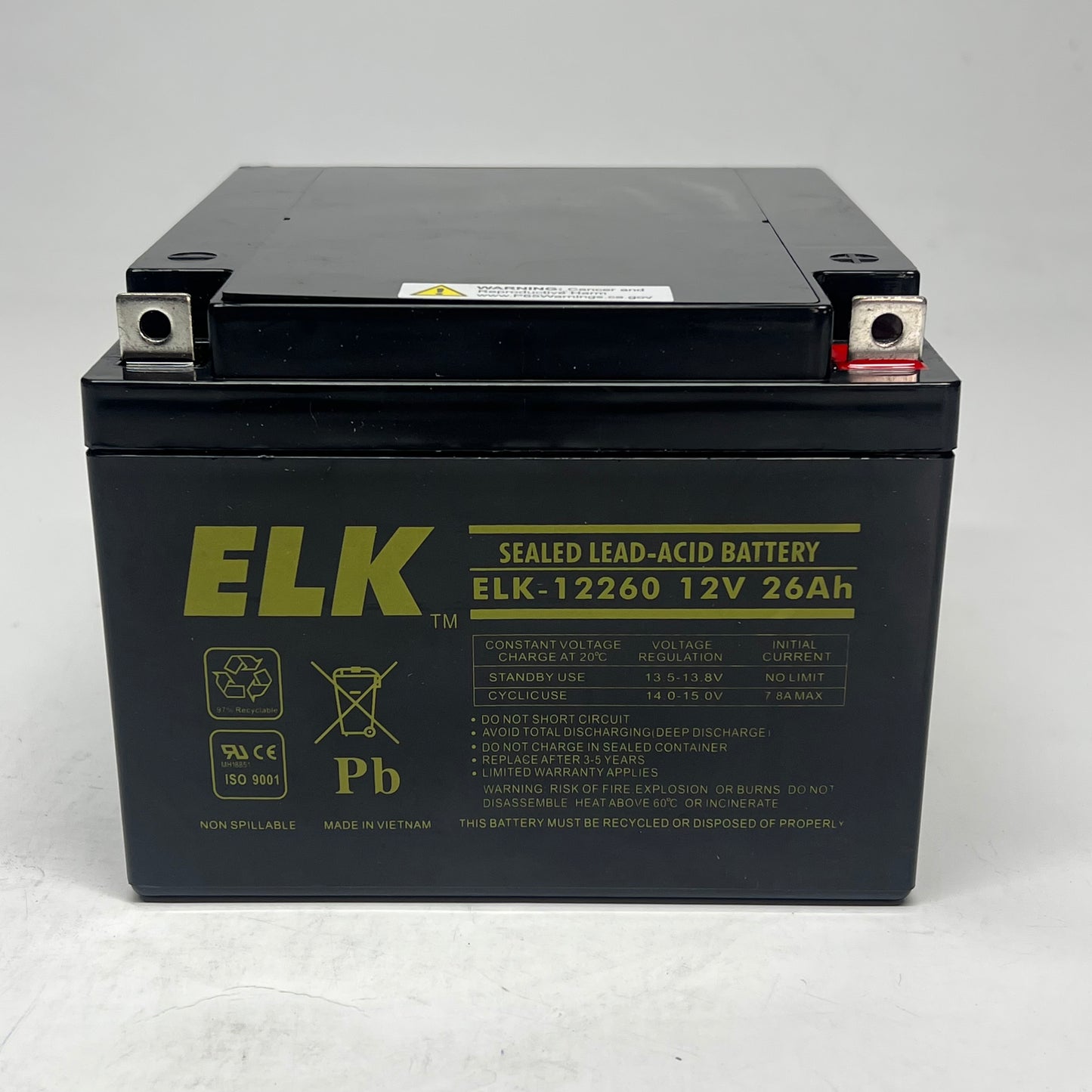 ELK Sealed Lead Acid Battery Rechargeable B1-m5 Bolt & Nut 12 V 26Ah ELK-|12260