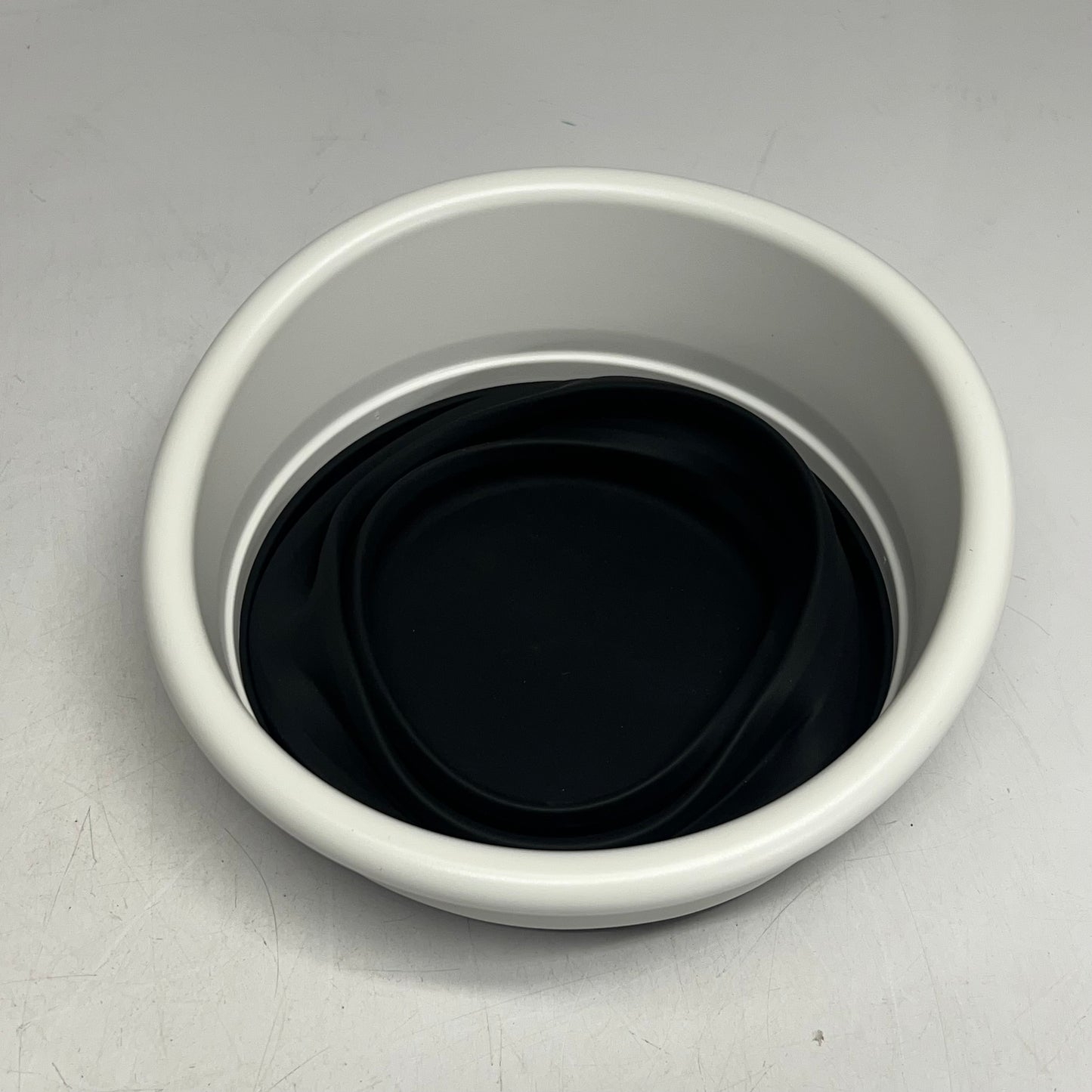 ZA@ BARF BUCKET Glow In The Dark & Collapsible  10" Dia X 8" Deep White/Black