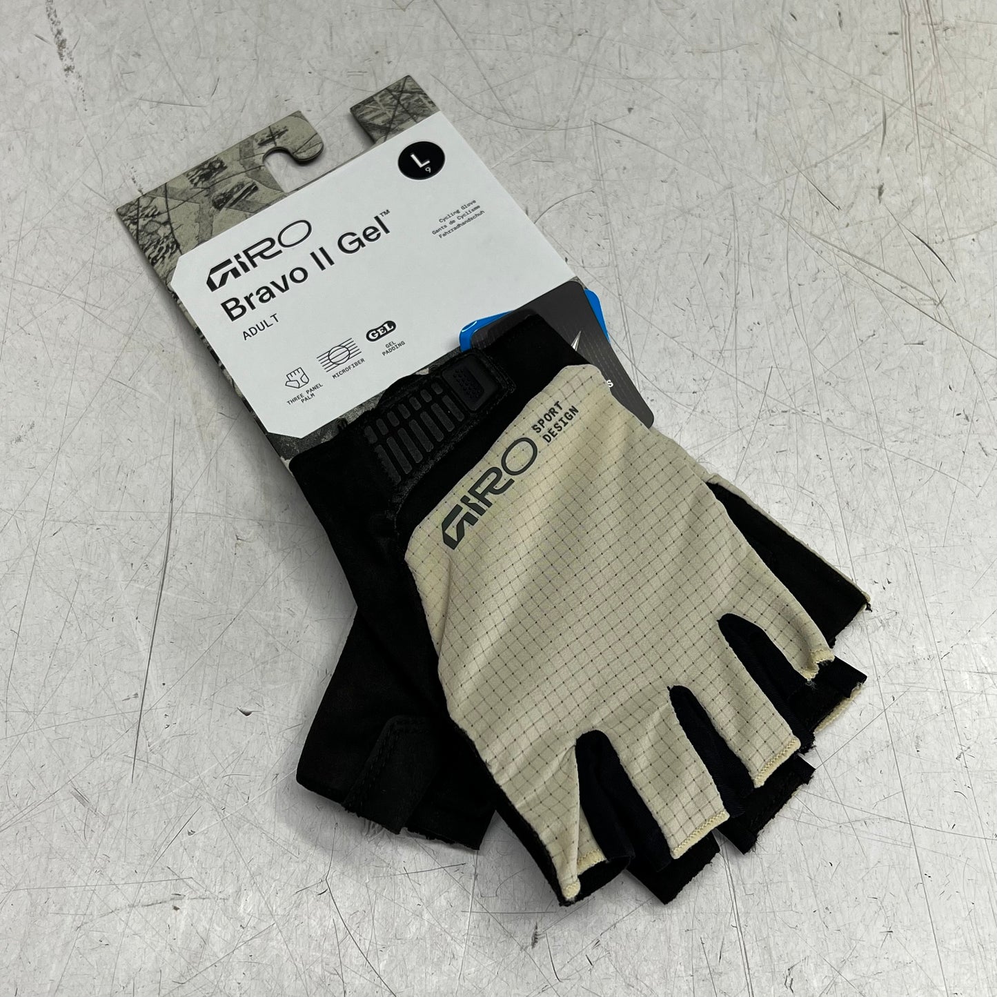 GIRO Bravo Ii Gel Cycling Gloves for Daily Riding Men's Sz L Stone 7200640
