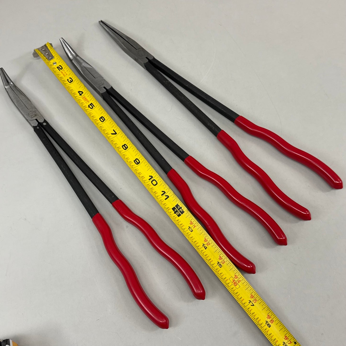 TITAN (3 Piece) Long Handle Plier Set Straight/45/90 Long Nose 16 Inch Red 60787