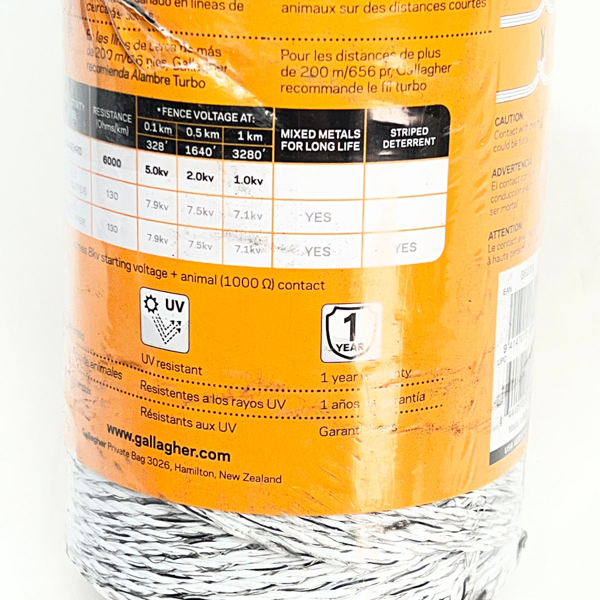 GALLAGHER (2 PACK) Polywire For Animal & Virtual Fencing 2MM / 1/16" White