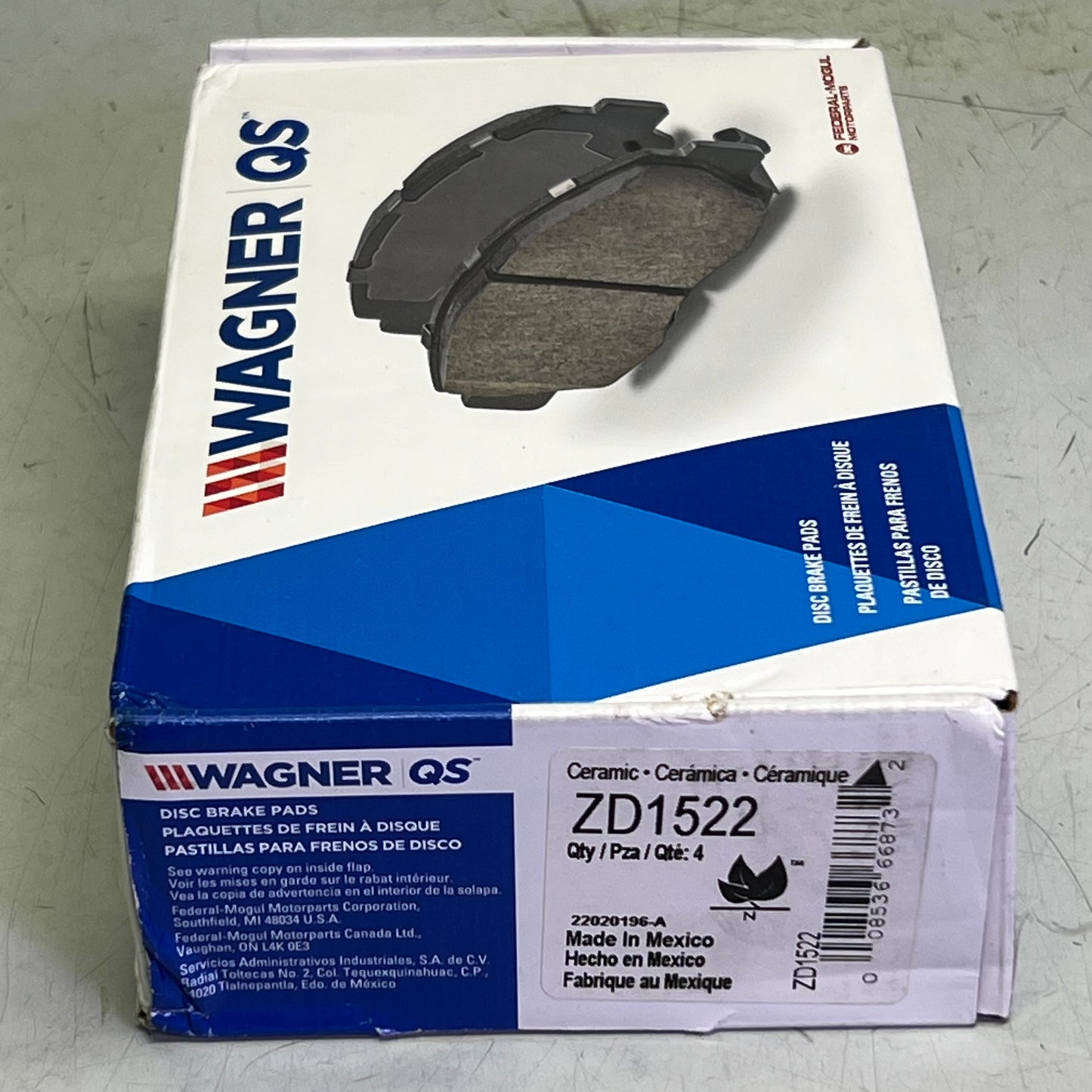 WAGNER QS Ceramic Disc Brake Shoes Set 9" x 5" Black ZD1522