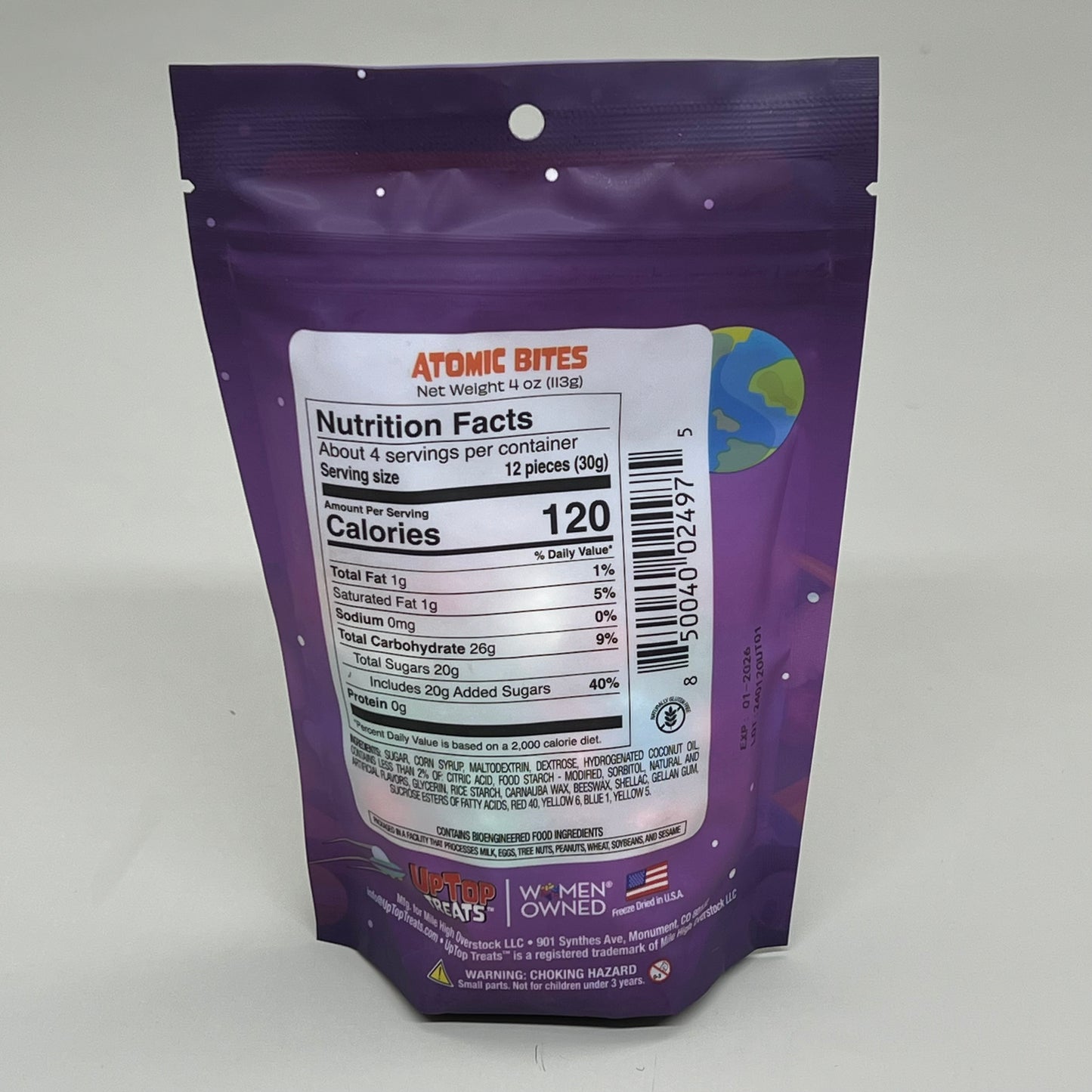 UPTOP TREATS Atomic Bites Freeze Dried Candy 5 Flavors 4.0 oz 01/26