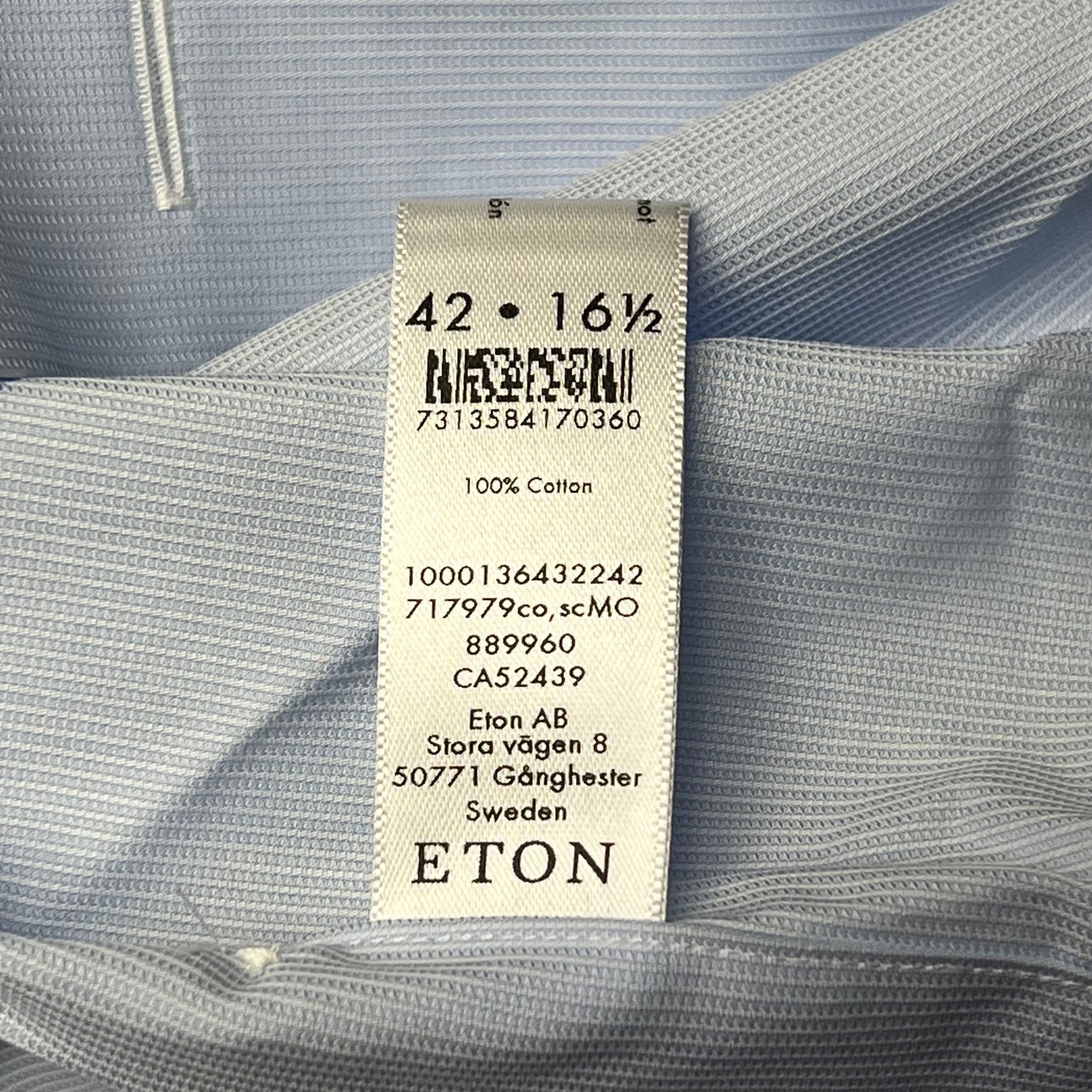 ETON Textured Twill Shirt Men's Contemporary Sz 42 Light Blue 1000136432243