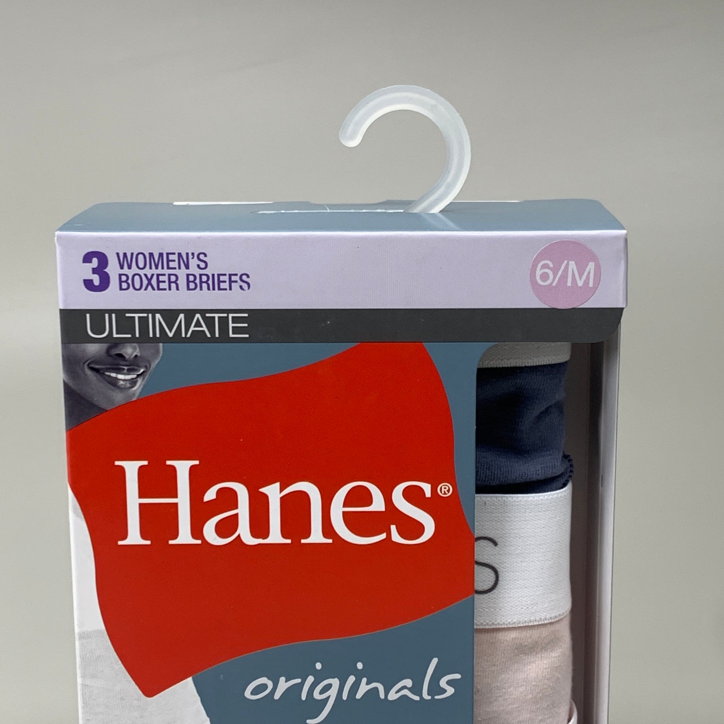 HANES 3 PACK! Originals Women's Breathable Cotton Boxer Briefs Underwear Sz M Blue/Buff/Pink 45OUBB