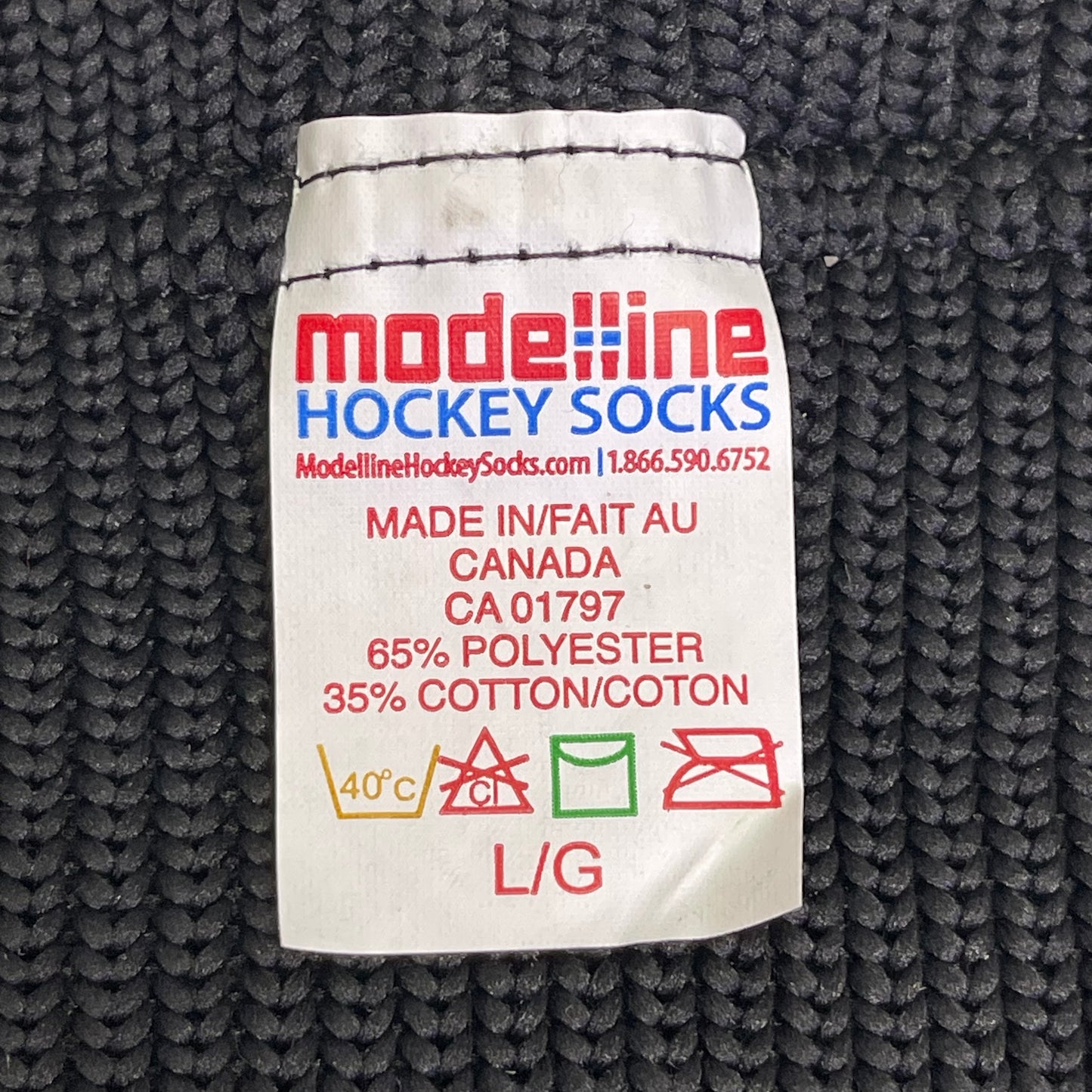 MODELLINE Solid/Practice Knit Hockey Socks Large Black SOL2