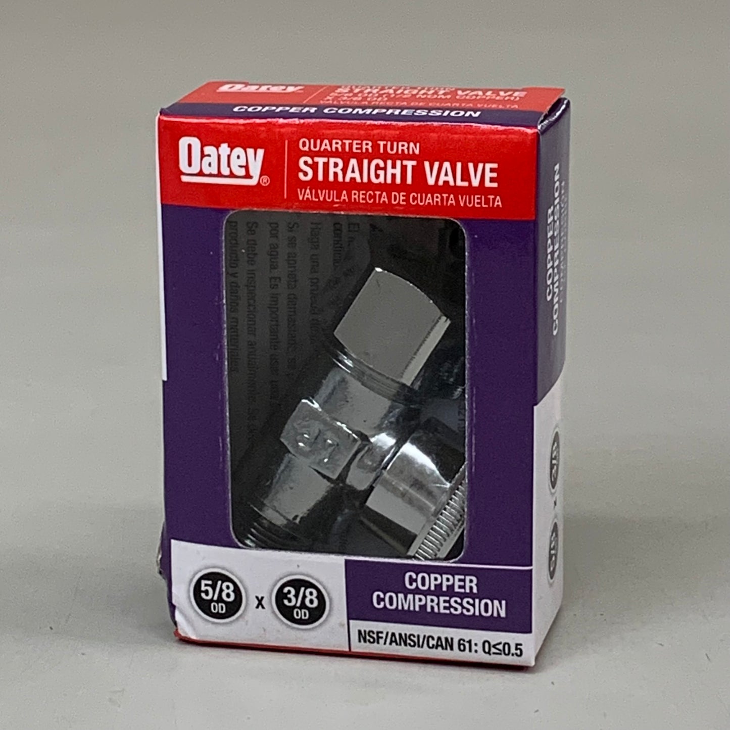 OATEY (2 PACK) Quarter Turn Straight Valve 1/2 NOM Copper 5/8 X 3/8 4755PCLF