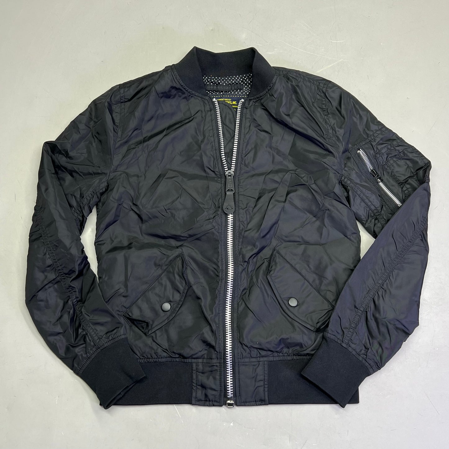 ALPHA INDUSTRIES  Bomber Jacket Orange Lined Unisex Sz XS Black (Pre-Owned)