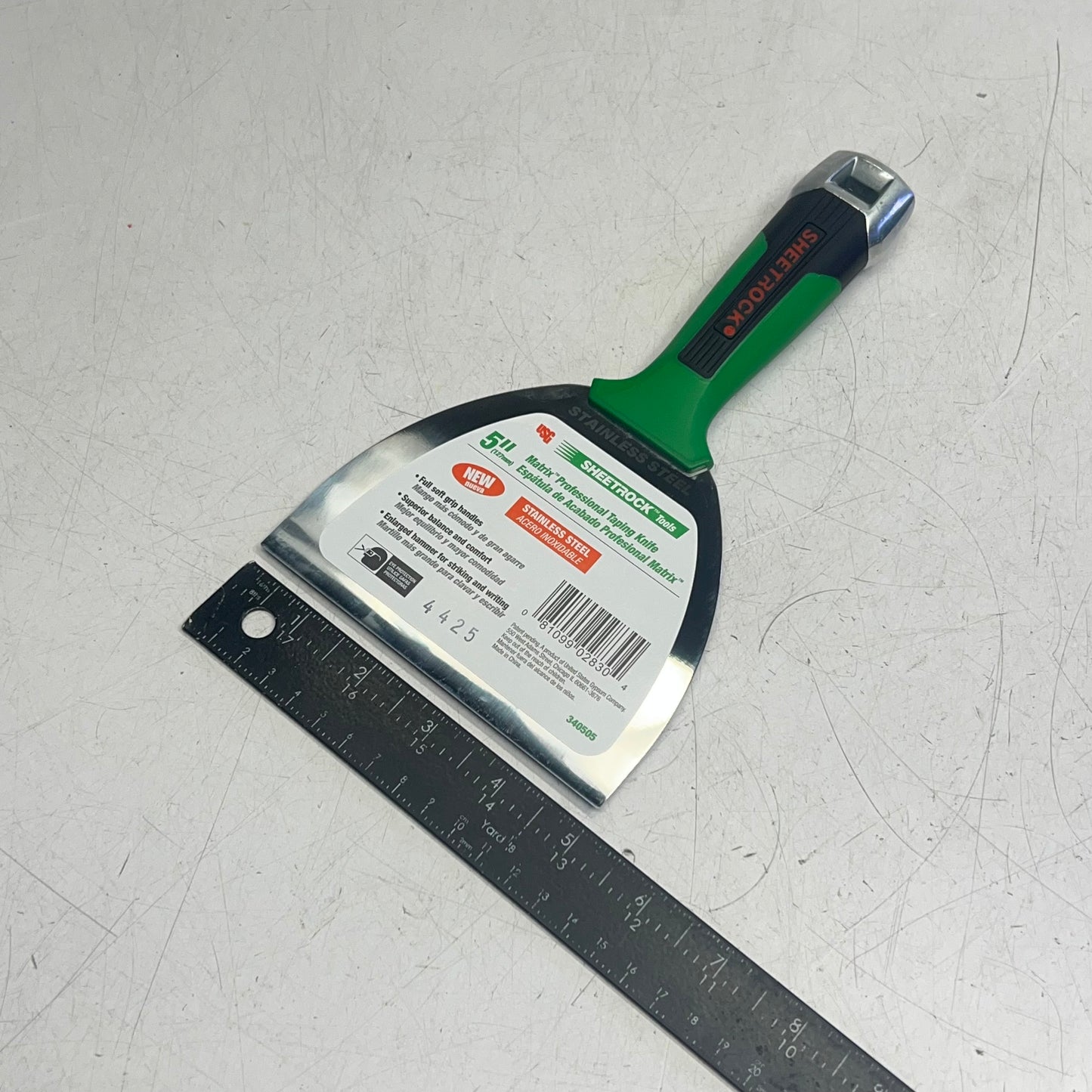 SHEETROCK Matrix Slip Resistant Grip Stainless Steel Putty Knife 5" 340505