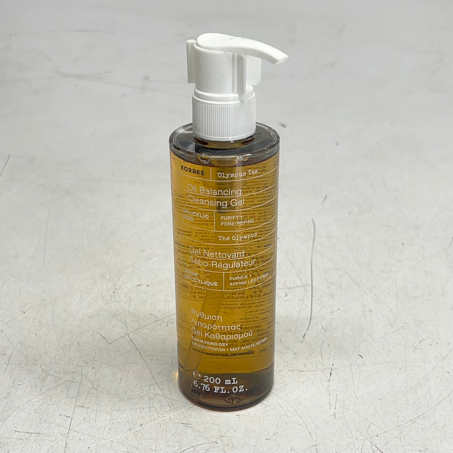 KORRES Olympus Tea Oil Skin Balancing Facial Cleansing Gel 6.76 Fl Oz Yellow