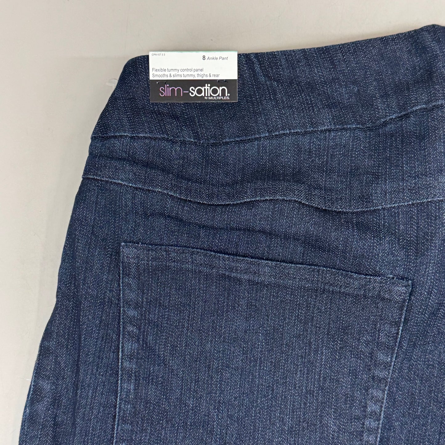 MULTIPLES Woven Ankle Pant Petite Women's Sz 8 Denim M2623P