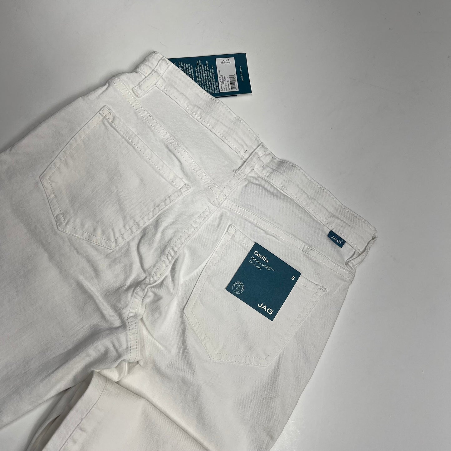 ZA@ JAG Cecila Skinny Jeans Flattering Mid Rise Women's Sz 8/29  White J2865CBD618 (As-is, Small Stain)