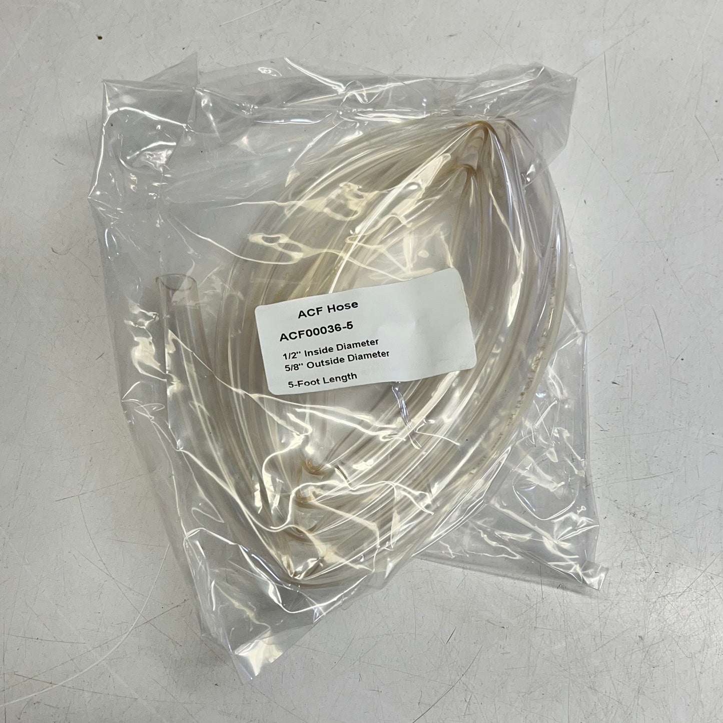 SAINT GOBAIN Tygon Flexible Laboratory Tubing 1/2"I.D. 5/8"O.D. 5' Clear E-36|03