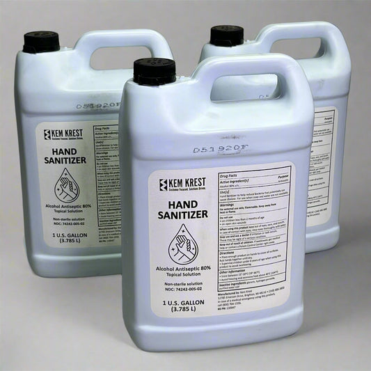 KEM KREST (3 PACK) Hand Sanitizer 1 Gal Alcohol Antiseptic 80% Topical Solution