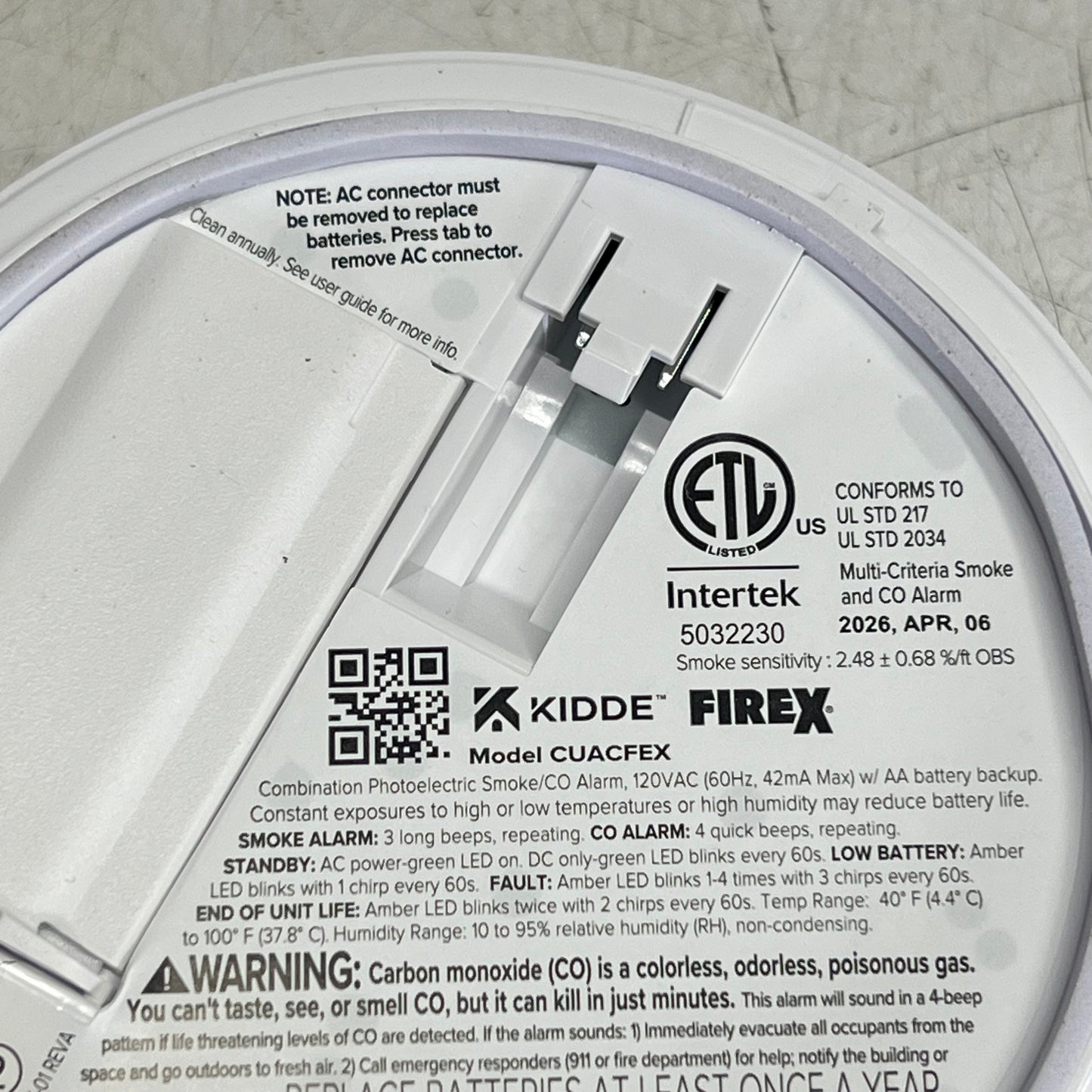KIDDIE Cuacfex Fire X Smoke & Carbon Monoxide Alarm Hand Wired White 21033083