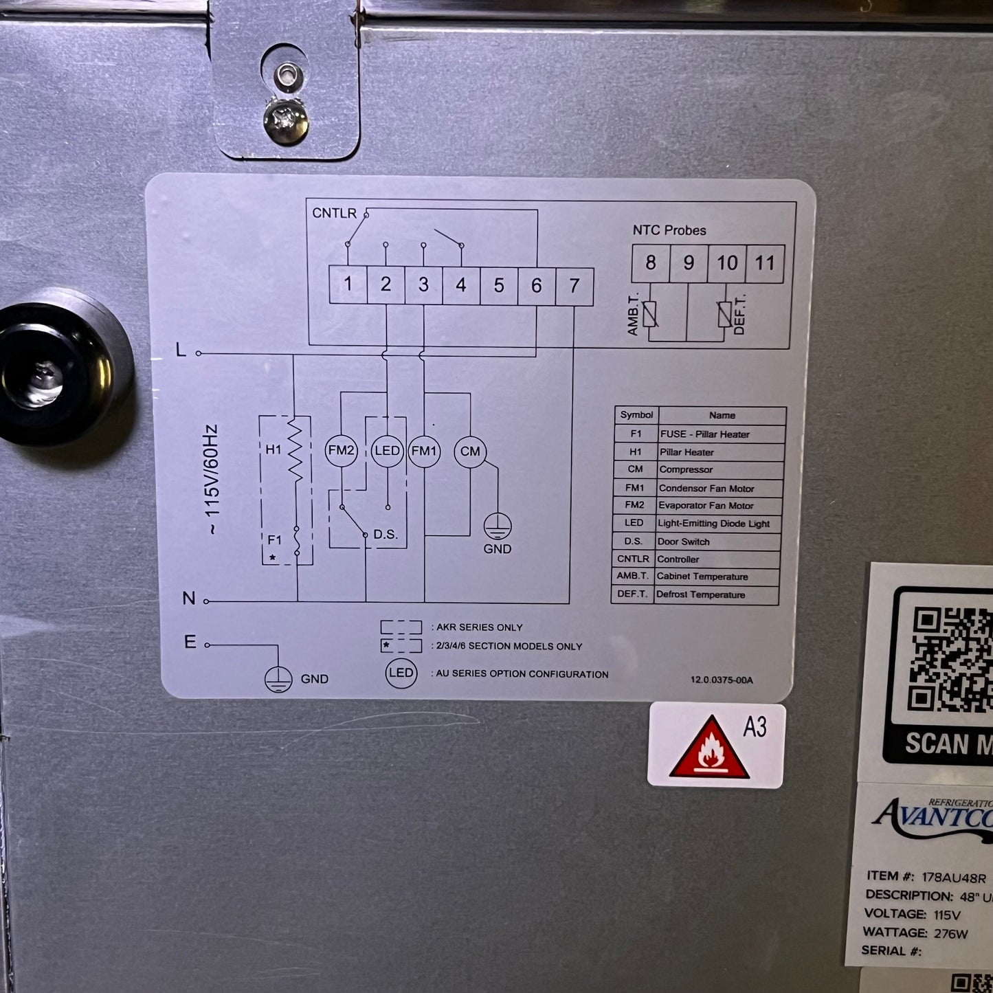AVANTCO Undercounter Refrigerator Sz 48"W x 29.5"D x 35.25"H 178AU48R (New Other, Minor Damage (See Image)