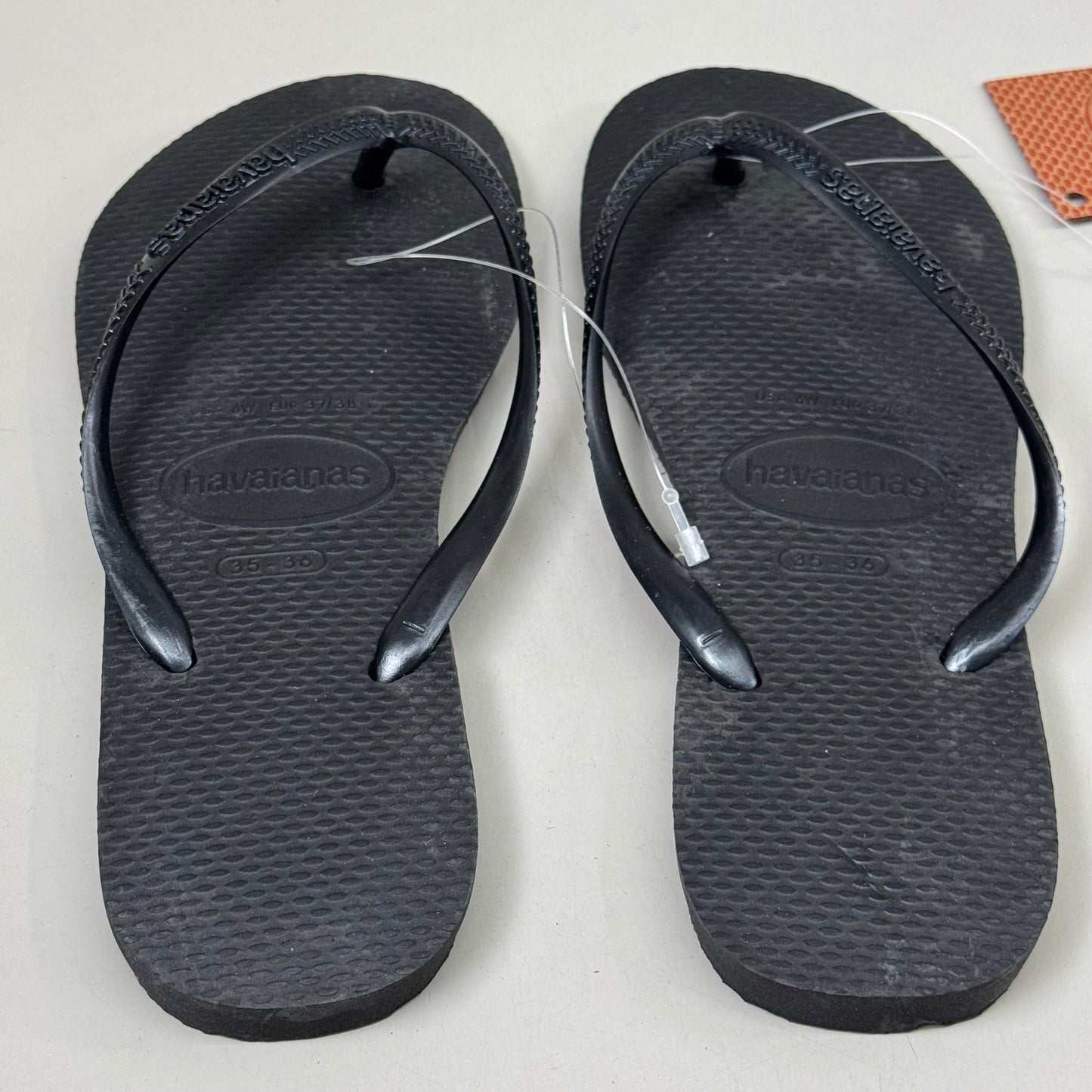 ZA@ HAVAIANAS High Quality Rubber Slim Flip Flops Non-Slip Women's 6 Black 400030 D