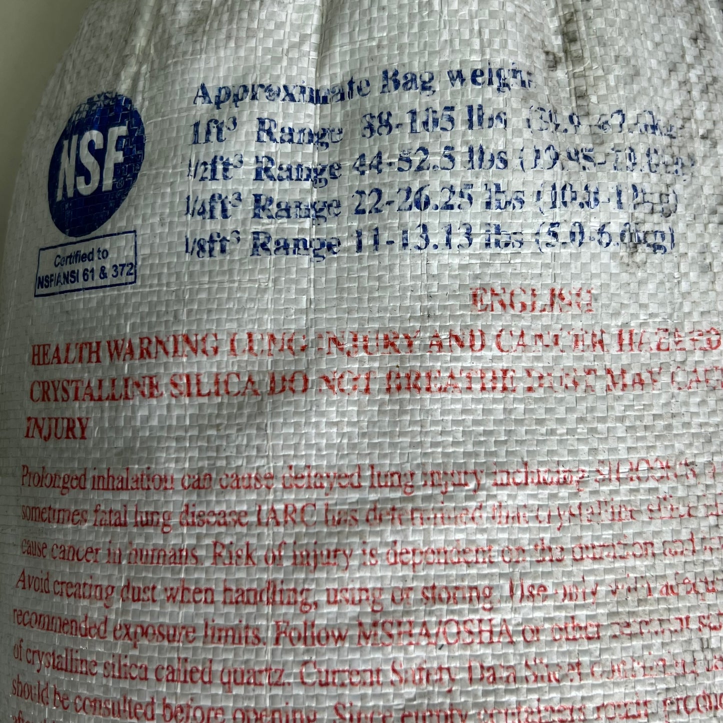 RED FLINT Filter and Industrial Sand Sz 1/2 Cubic Foot ft3