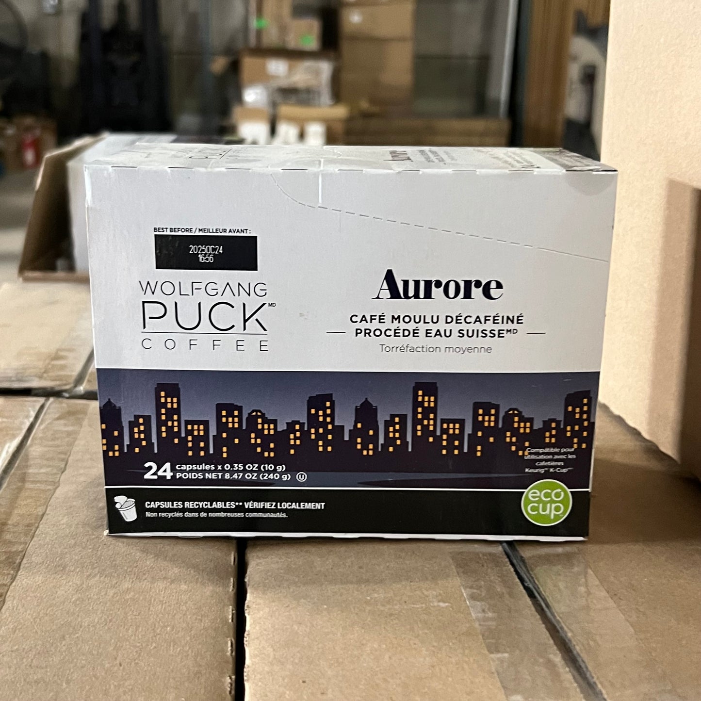 ZA@ Pallet of WOLFGANG PUCK Breakfast in Bed Coffee Single Serve Cups & After Dark Decaf Coffee Single Serve Cups BB 10/25 (AS-IS)