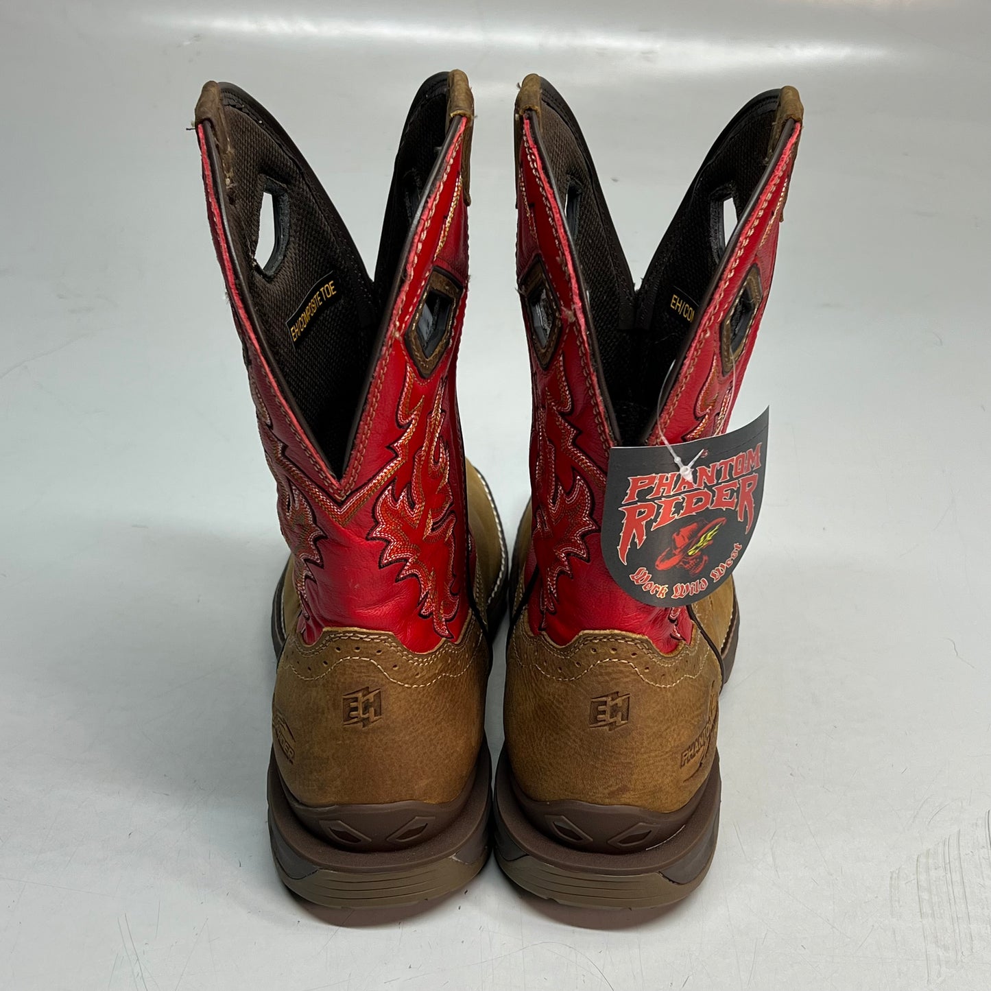 WORK WILD WEST Phantom Rider Henley Comp Toe AG8 Footbed Men's Sz 10 Red DH5358