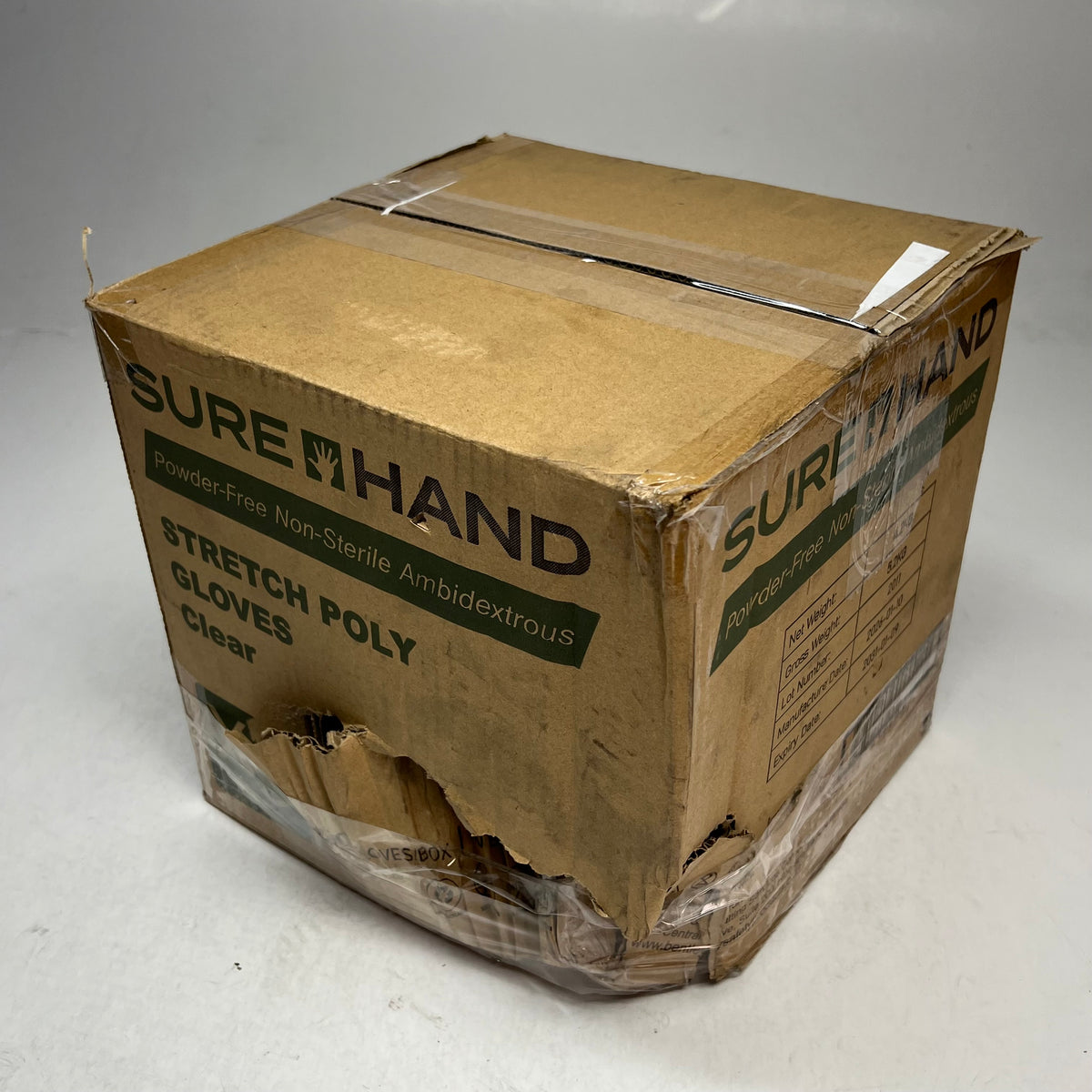 ZA@ SUREHAND (8 PACK) Powder Free Ambidextrous Stretch Poly Gloves Sz XL Clear (As-is)