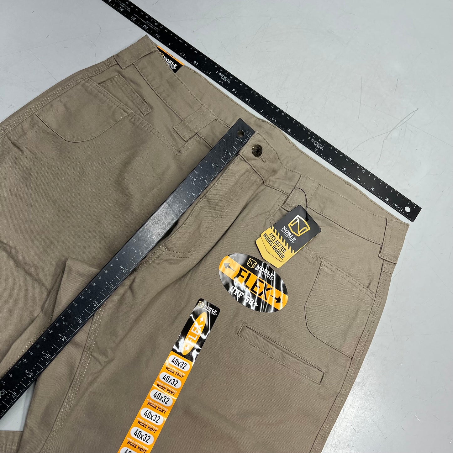 NOBLE OUTFITTERS Flex Stretch Canvas Work Pant Men's Sz 40x32 Khaki 18425