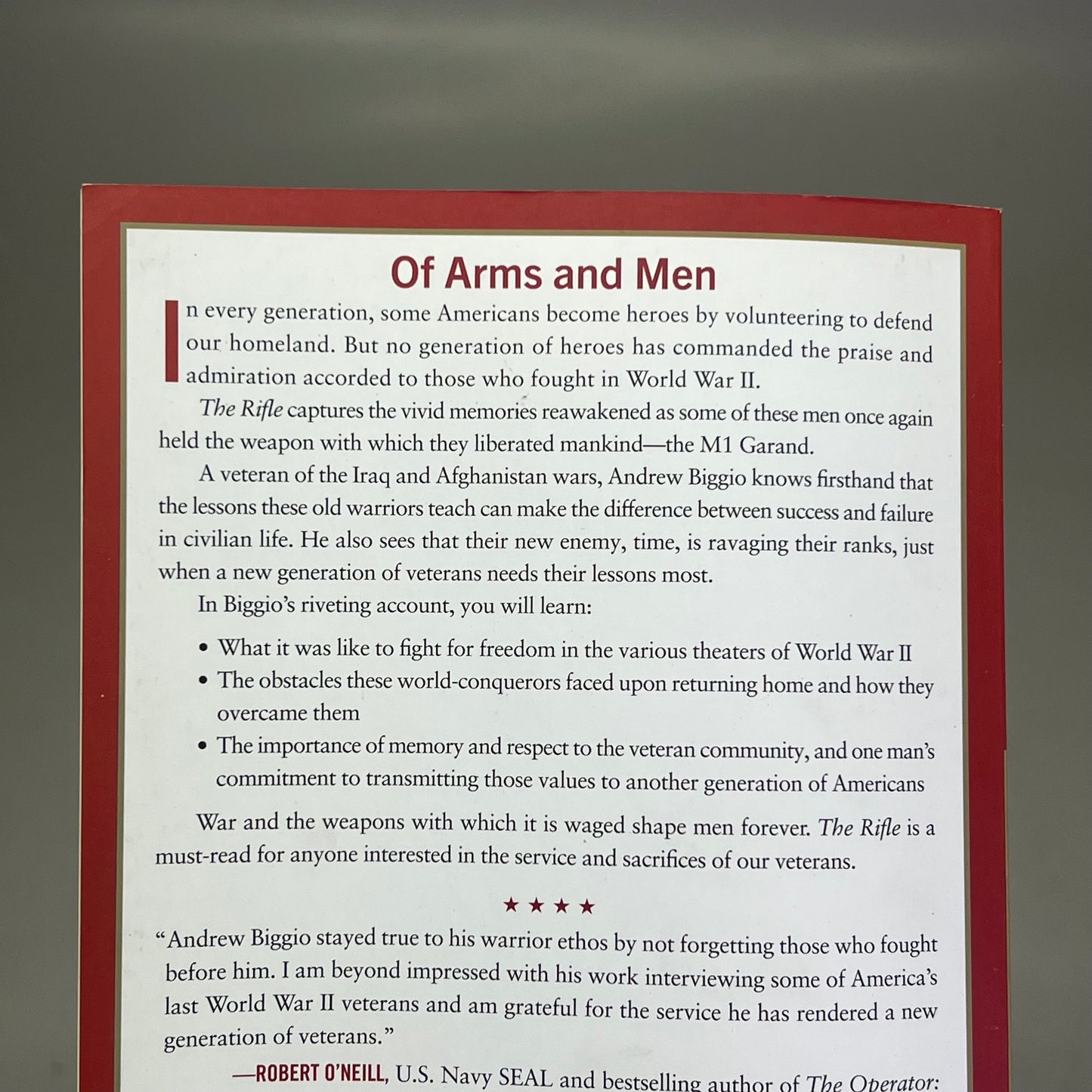 THE RIFLE  Paperback Combat Series Americas Last WWII Veterans By Andrew Biggio