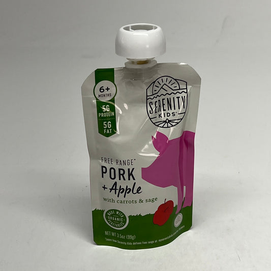 SERENITY (6 PACK) Free Range Pork + Apple, Carrots & Sage Pouches 3.5oz BB 09/27