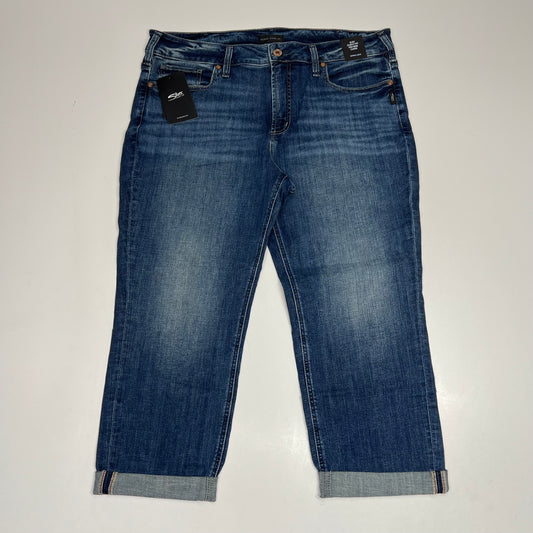 SILVER JEANS CO Suki Curvy Fit Mid Rise Capri Jean Women's Sz 18W/23.5 Indigo