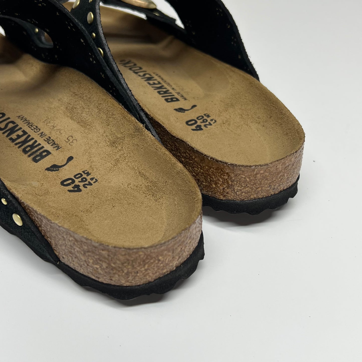 BIRKENSTOCK Arizona Rivets Suede Leather Cork-Latex Uk Sz 40 Black 103034B