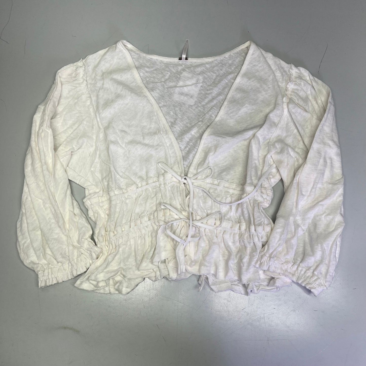 FREE PEOPLE Breezy Beachy Cotton Linen Let's Go Blouse Women's Sz M Ivory