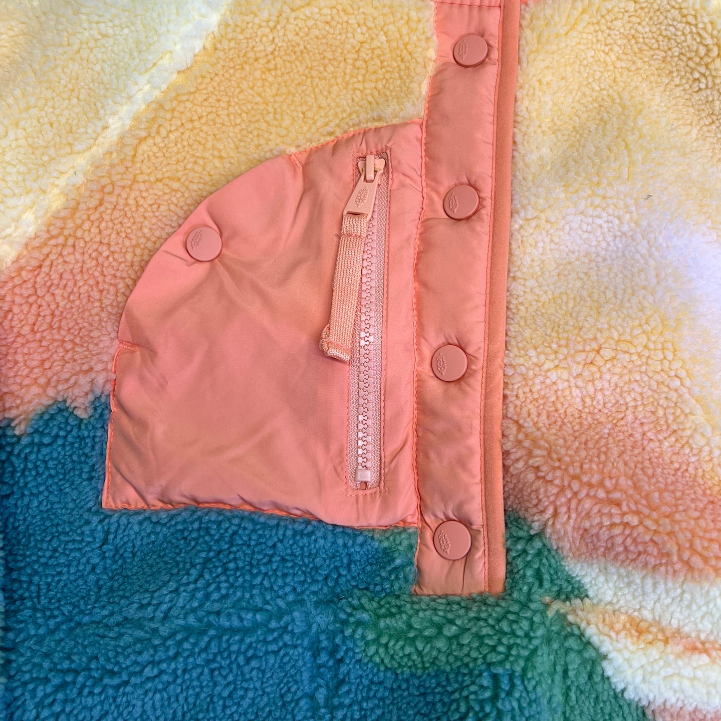 FREE PEOPLE Fluffy Half Button Rocky Ridge Pull Over Women's Sz L Tulip Pink