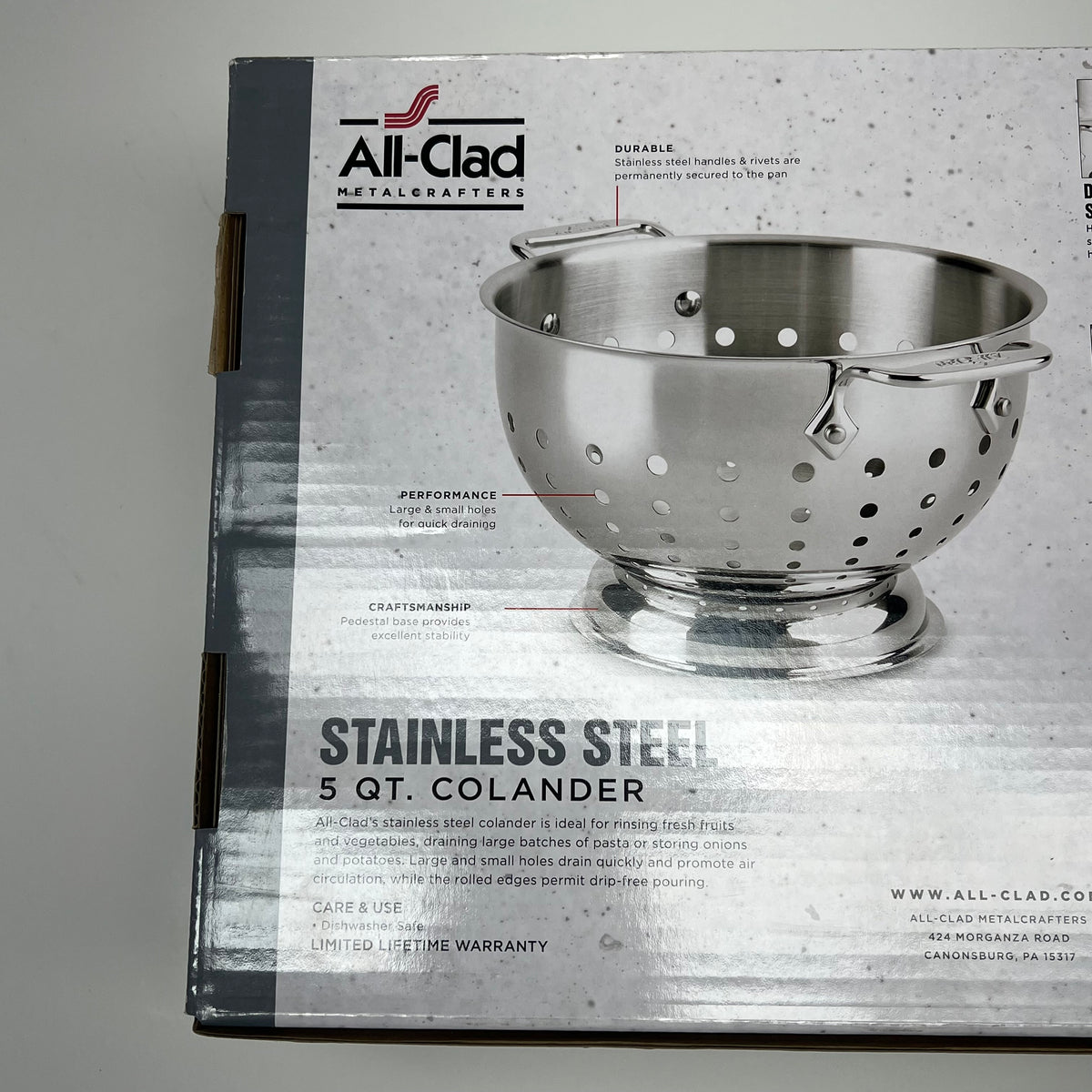 ALL-CLAD Heavy Gauge Stainless Steel Colander 5 Quart Silver 8700800484