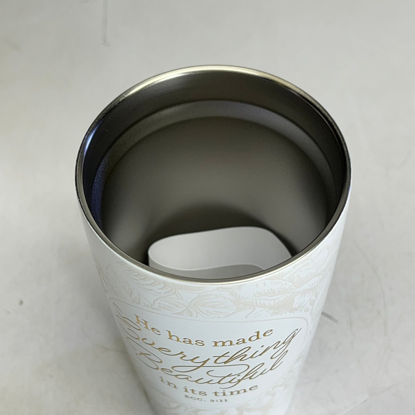 CHRISTIAN ART GIFTS Ecclesiastes 3:11 Stainless Steel  Tumbler 18 Fl Oz White