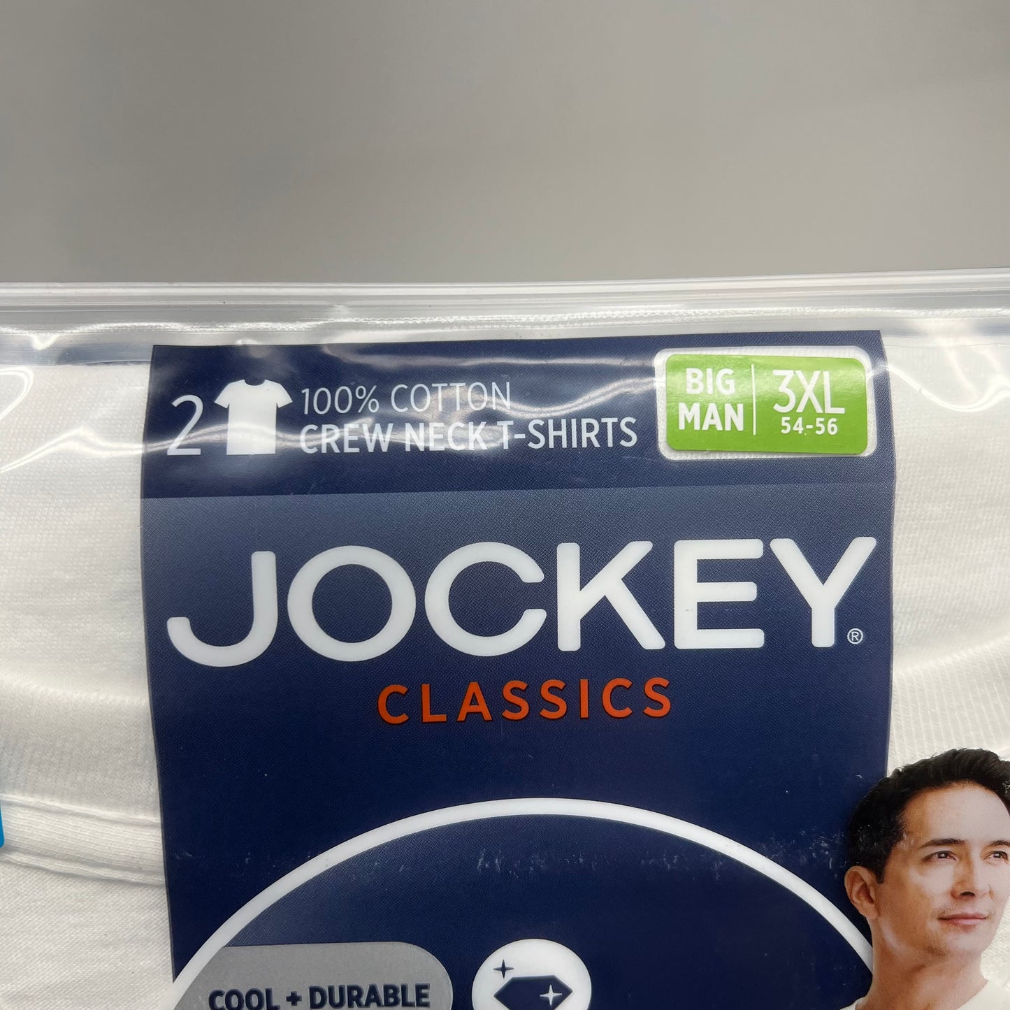 JOCKEY (2 PACK) Crew Neck T-shirts 100% Cotton Men's Sz 3XLWhite 000980/100