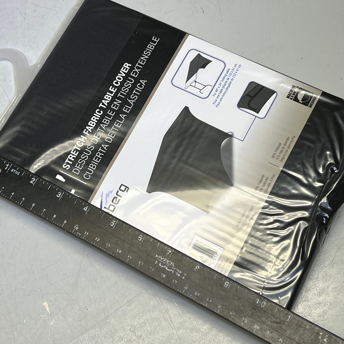 ICEBERG 4' Stretch Fabric Table Cover for 48" x 24", Black