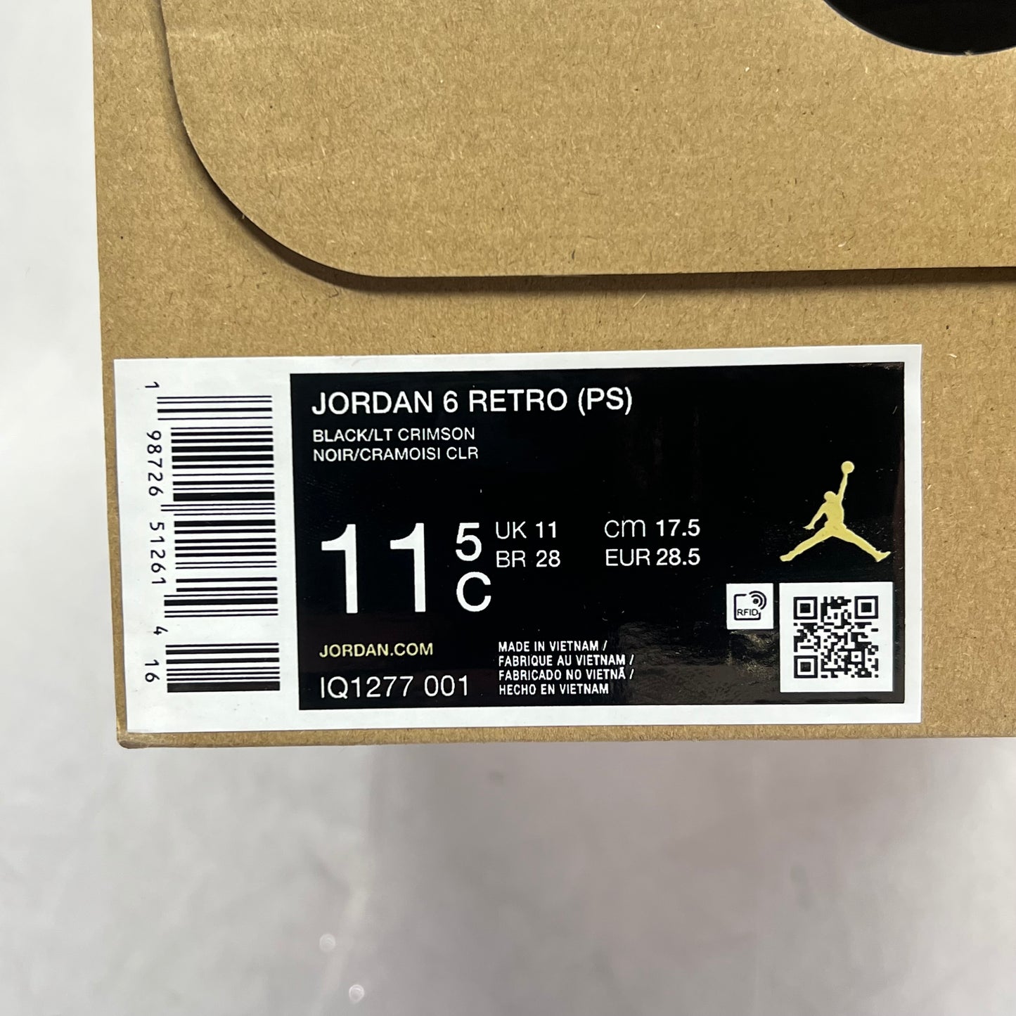 AIR JORDAN Kids Preschool 6 Retro Basketball Shoes Boys Sz 11 5C Black/Crimson