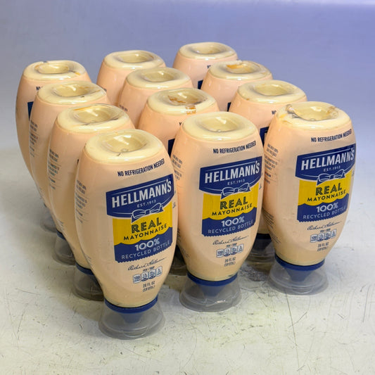 HELLMANN'S (12 PACK) Real Mayonnaise Squeeze Bottle 20 fl oz Mayo BB 08/26