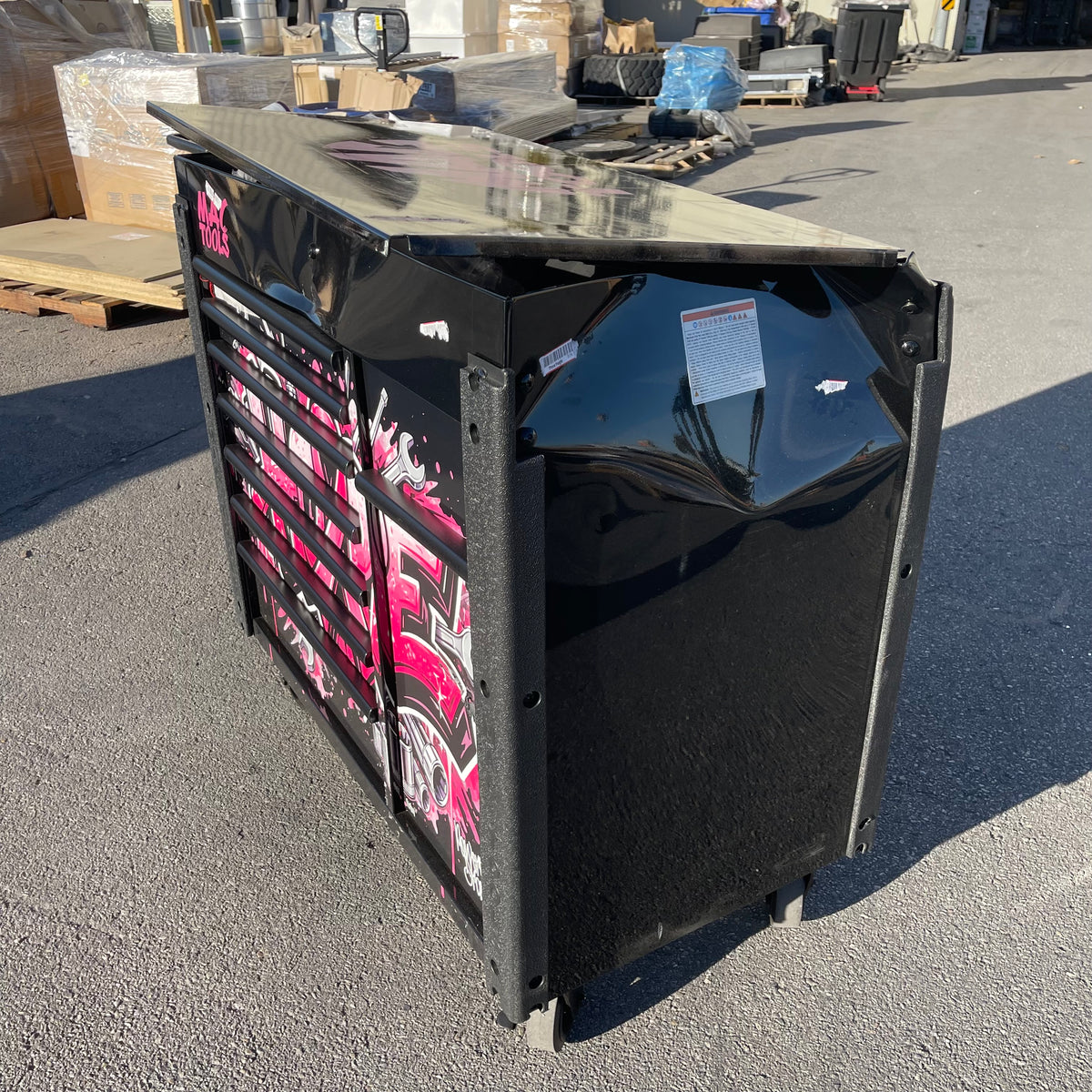 MAC TOOLS 7-Drawer Vertical Power Drawer Cart Black w/ Pink Cancer Awareness Decals