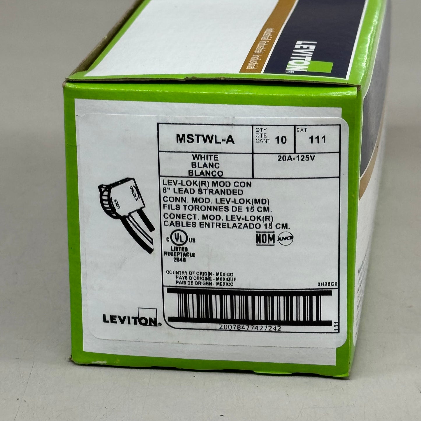 LEVITON (10 Pack) MSTWL-A Lev-Lok Modular Connector 20A 125V White