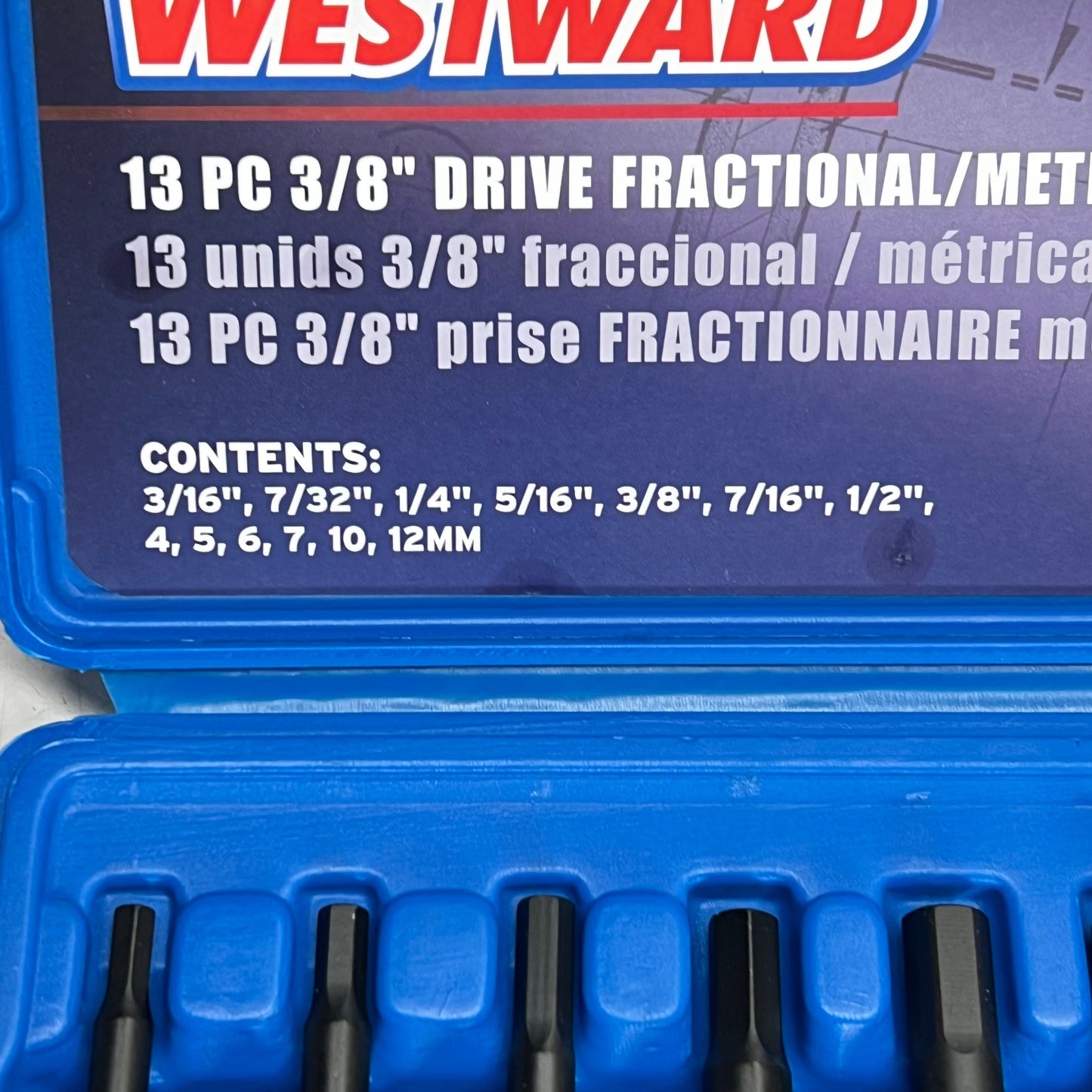 WESTWARD (13 PIECE SET) Impact Socket Bit Set Sae/metric 3/8" Drive Sz  4PRG1A