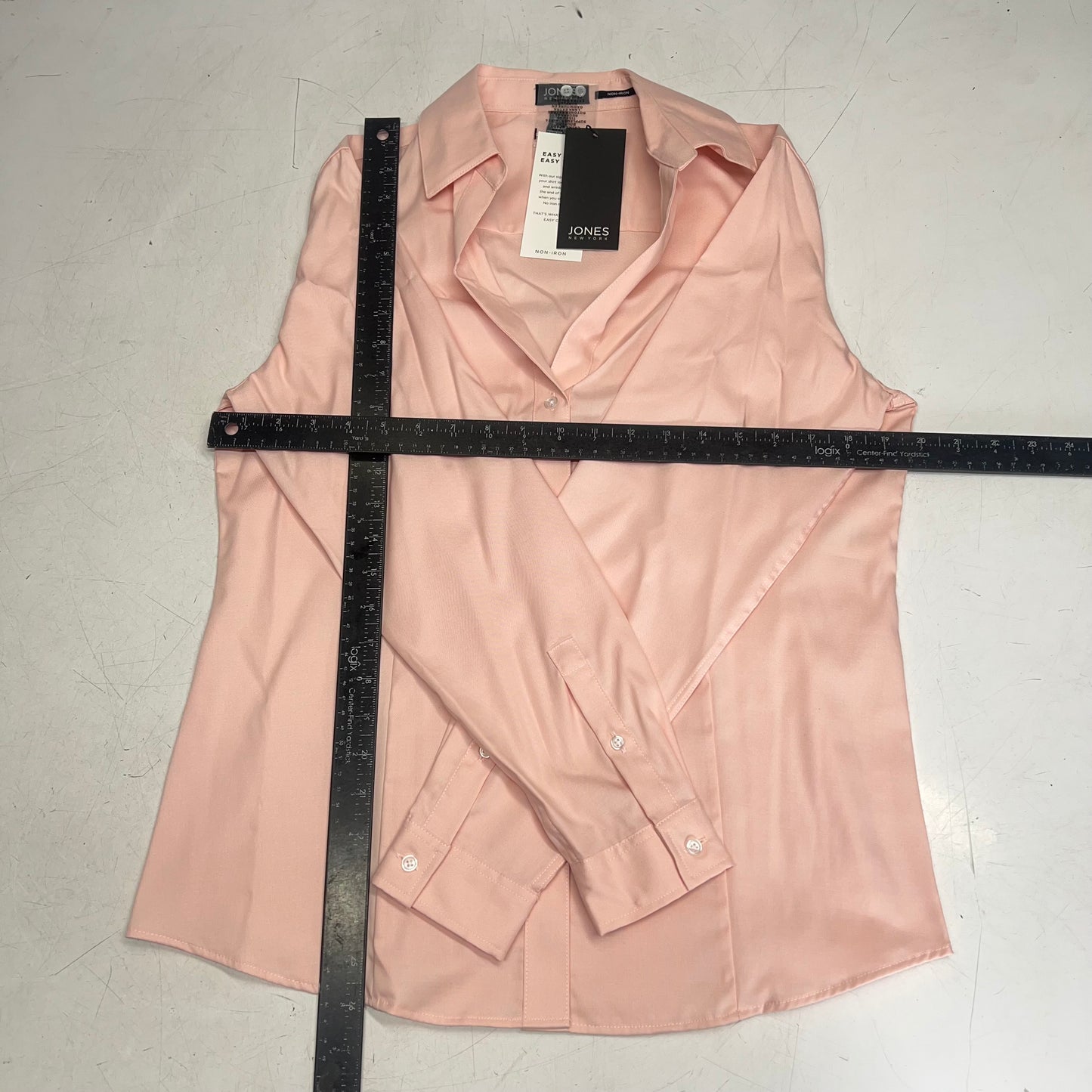 JONES New York Easy Care Professional Button Up Collared Shirt Women's Sz M Rose