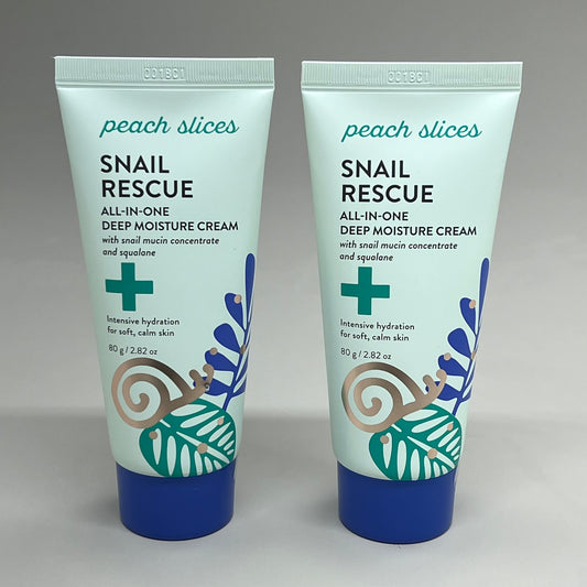 PEACH SLICES (2 PACK) Snail Rescue All-In-One Deep Moisture Squalene Cream 2.82 oz