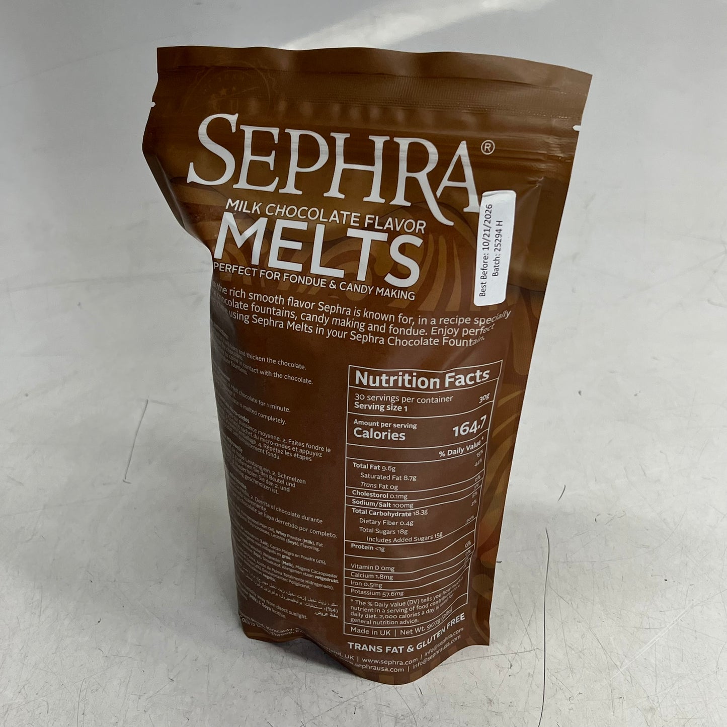 ZA@  SEPHRA (2 PACK, 2lb EACH) Milk Chocolate Flavor Melts Candy Making & Dipping  |BB 10/26