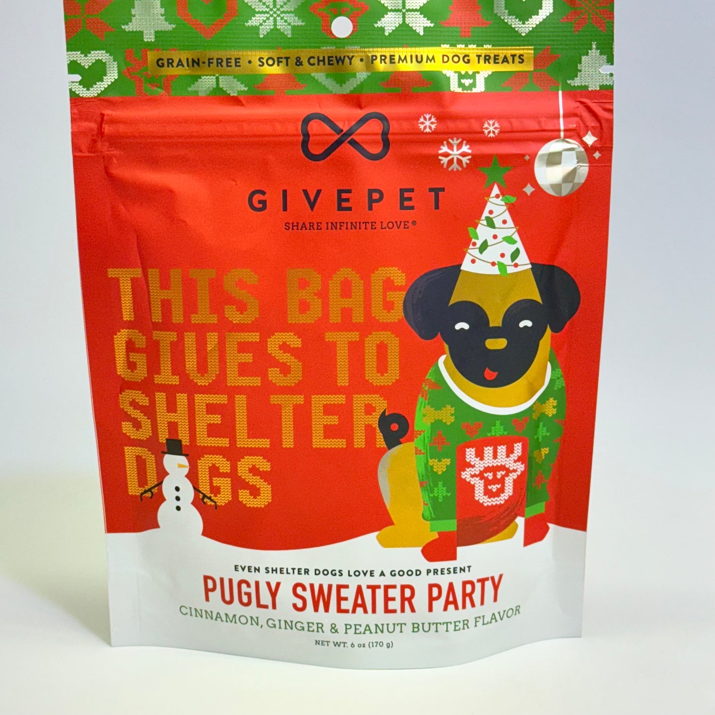 GIVEPET (3 PACK) Pugly Sweater Party Premium Dog Treats Soft & Chewy 6 oz BB 08/27