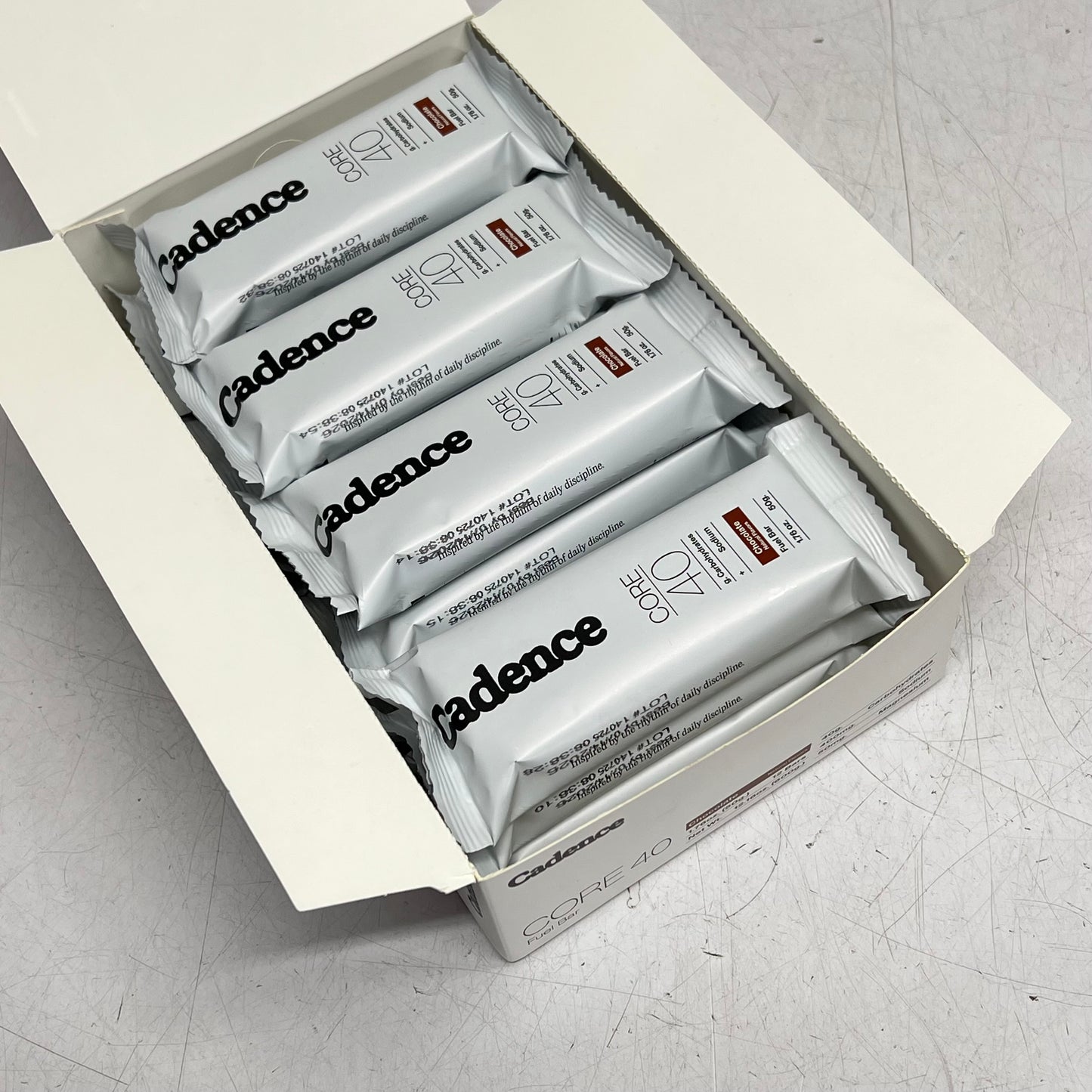 CANDENCE  (12 PACK) Core 40 Fuel Snack Bar Chocolate Flavor  1.76 oz BB 07/26