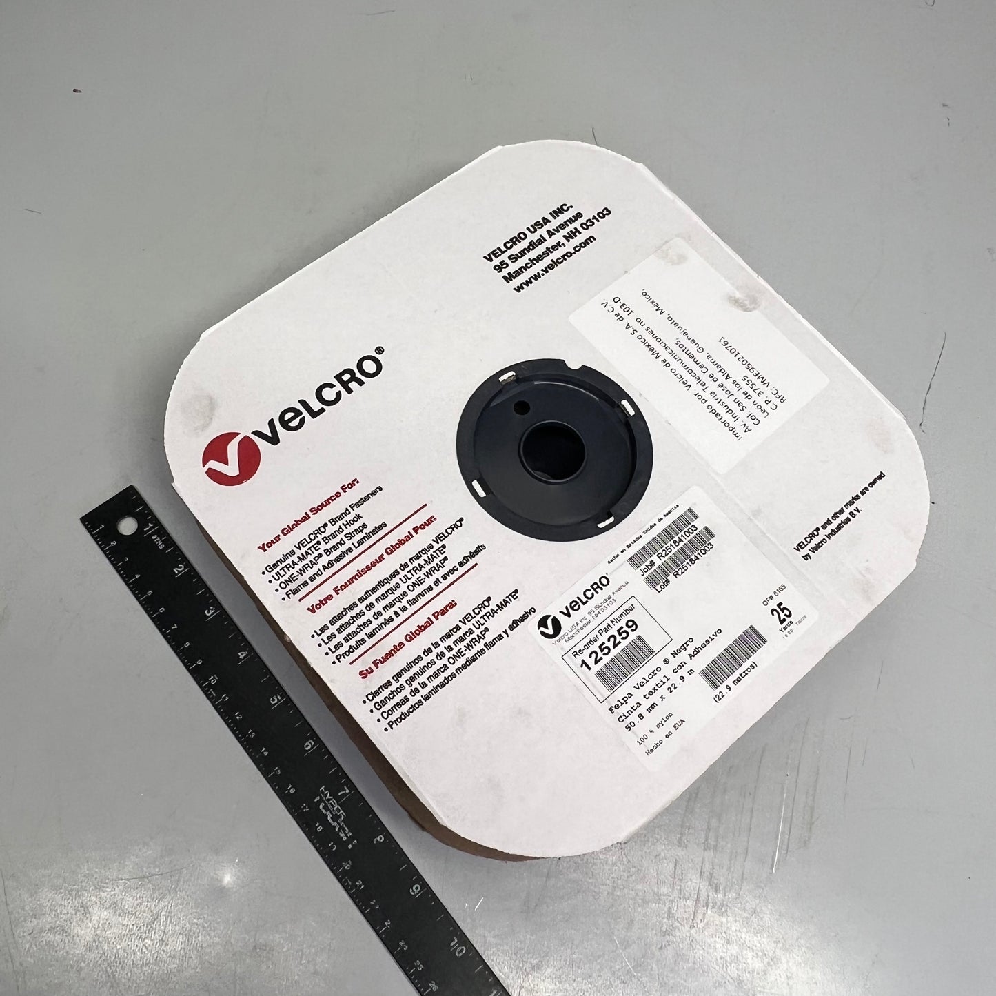 Hook & Closure Plush Textile Tape With Adhesive 100% Nylon 50.8mm x 22.9m Black 125259