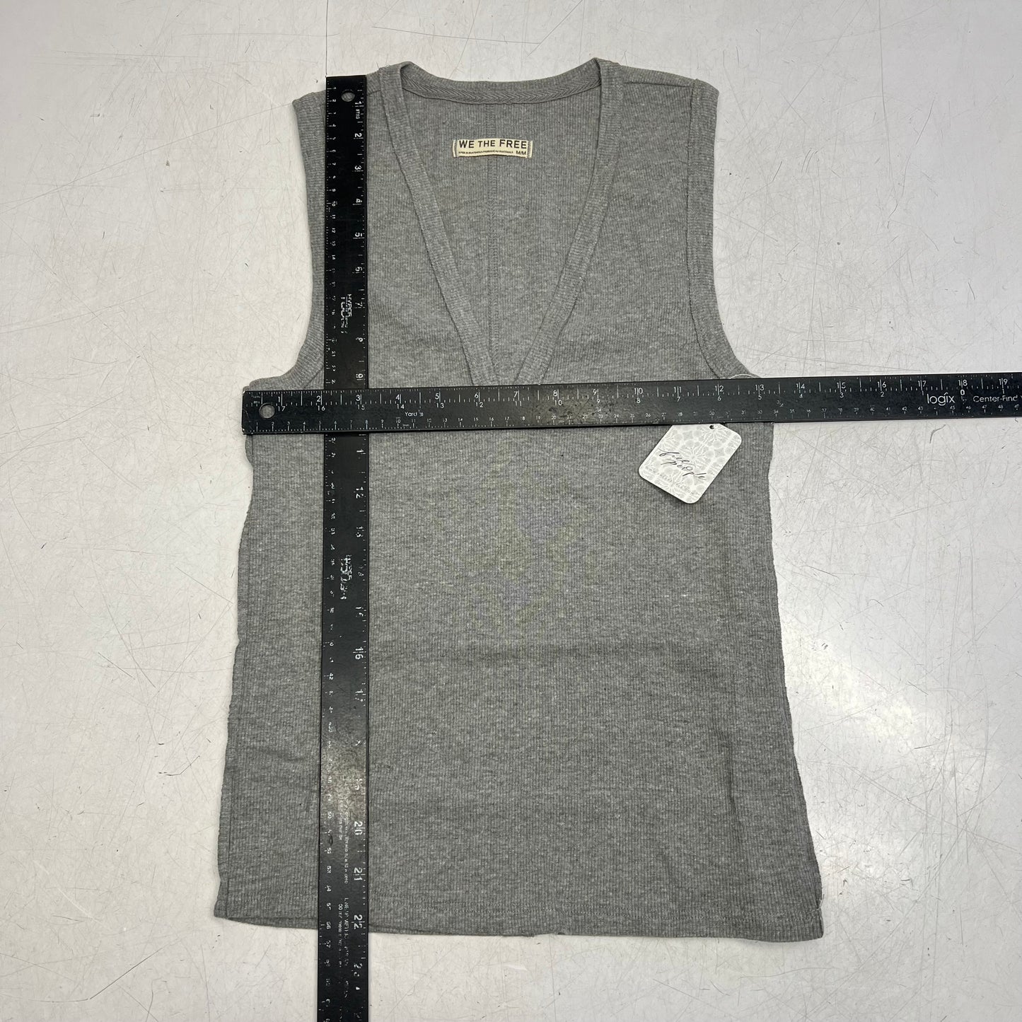 FREE PEOPLE We The Free Neria V-neck Tank Top Women's Sz M Heather Grey