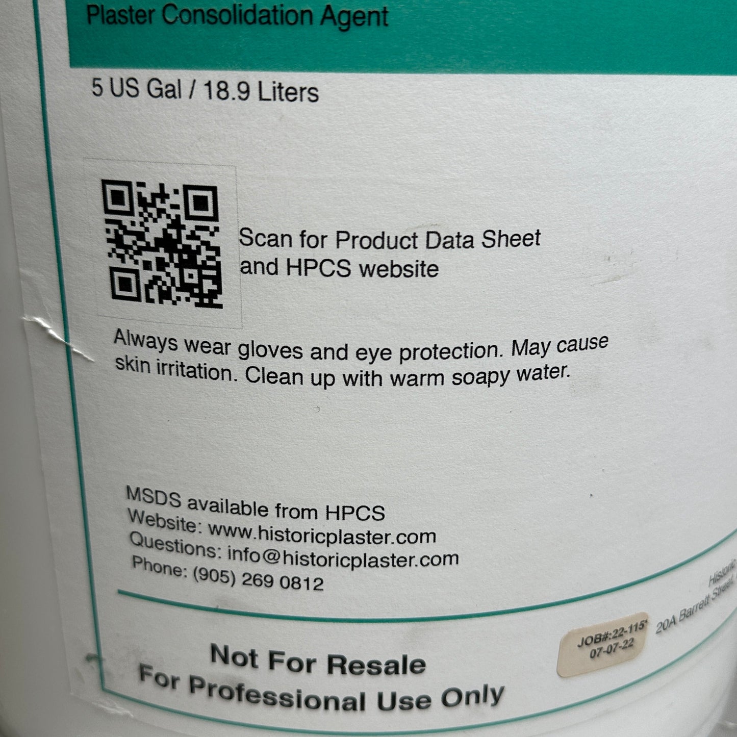 ZA@ HPCP Plaster Consolidation Agent CO R-100 BASE 5 gal/18.9 L (New) B